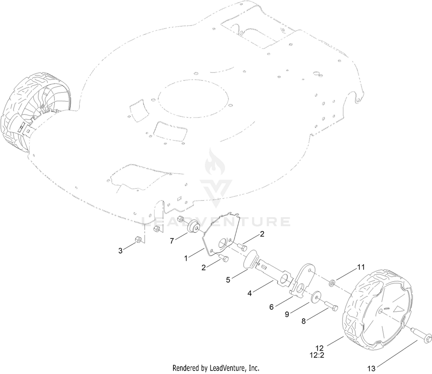 Front Wheel and Height-of-Cut Assembly