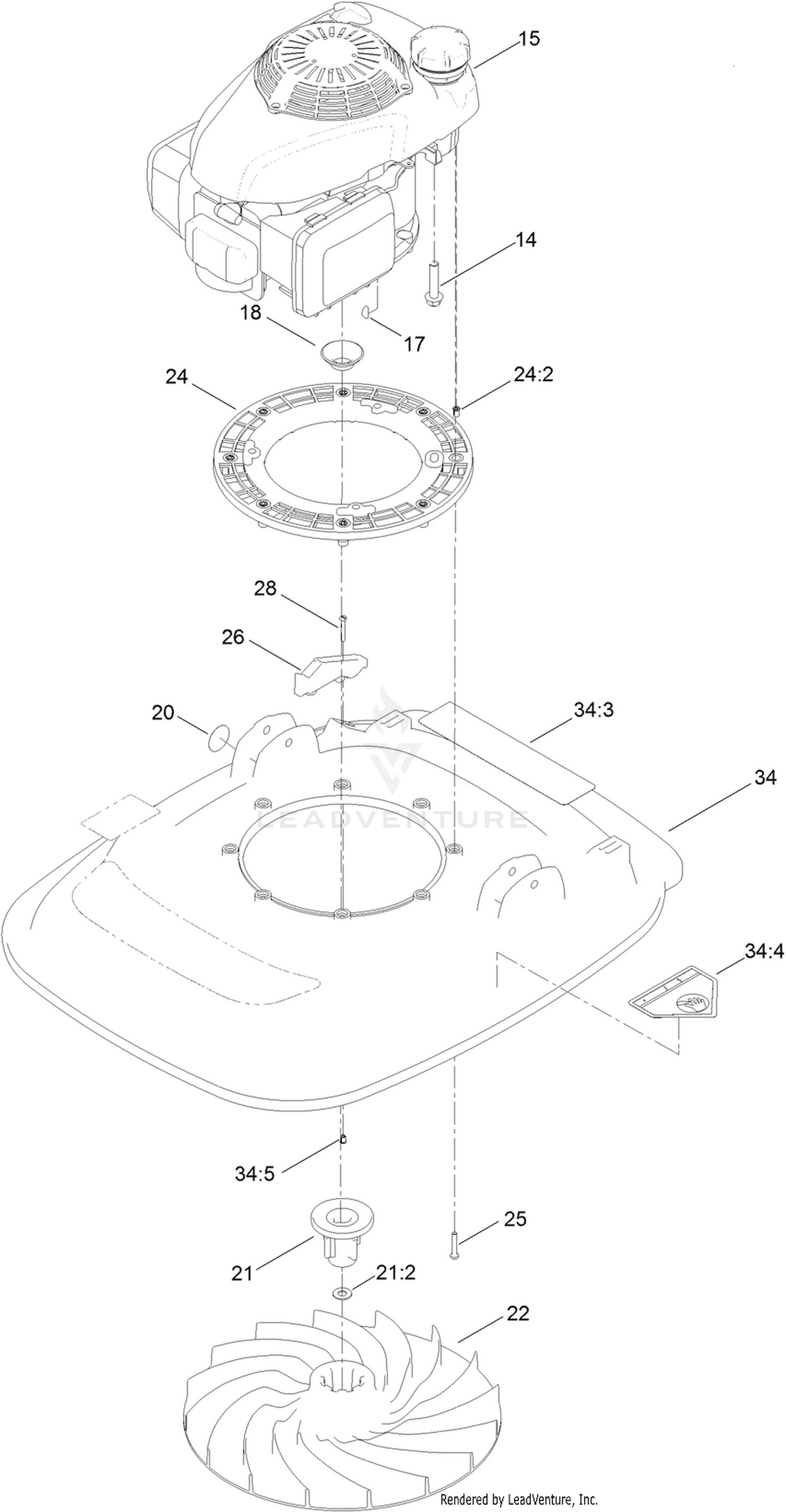 Engine and Impeller Assembly