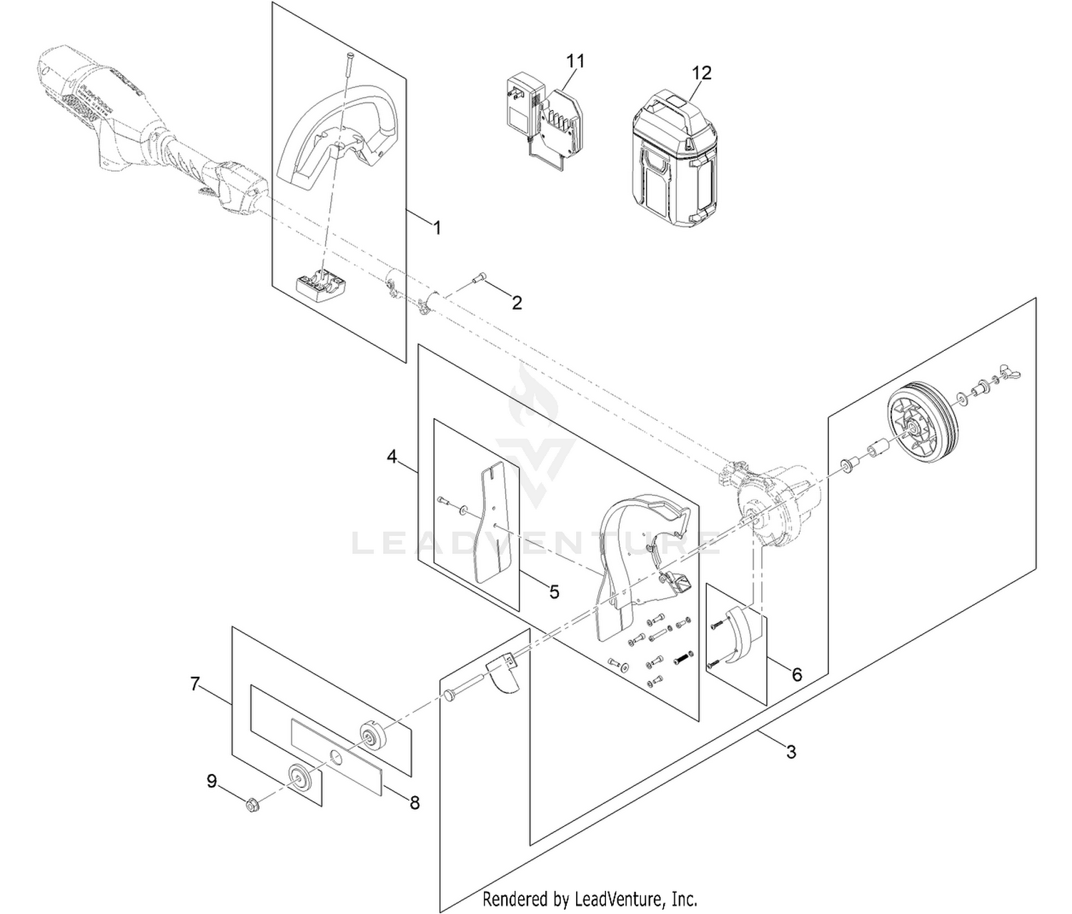 Cordless 60V Stick Edger Assembly