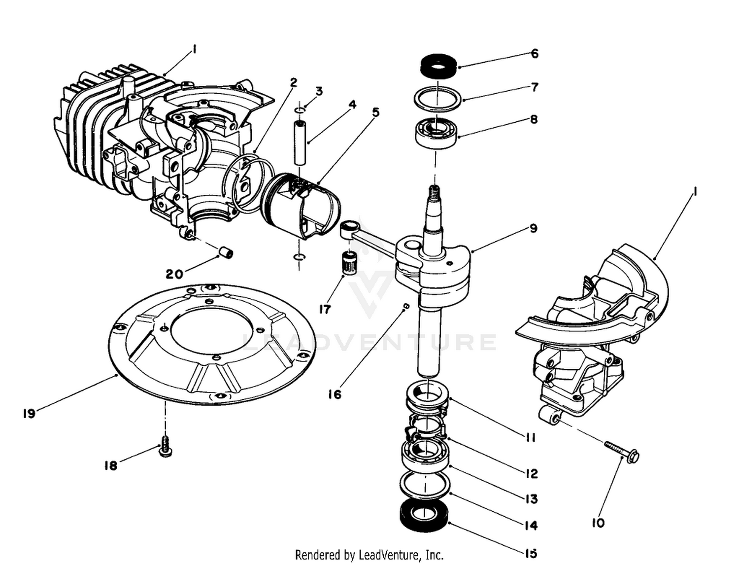 Crankshaft Assembly Engine 47pe-4 (used On Units With Serial No.6000101-6002073) Engine 47pf-5 (used On Units With Serial No. 6002074  Up)