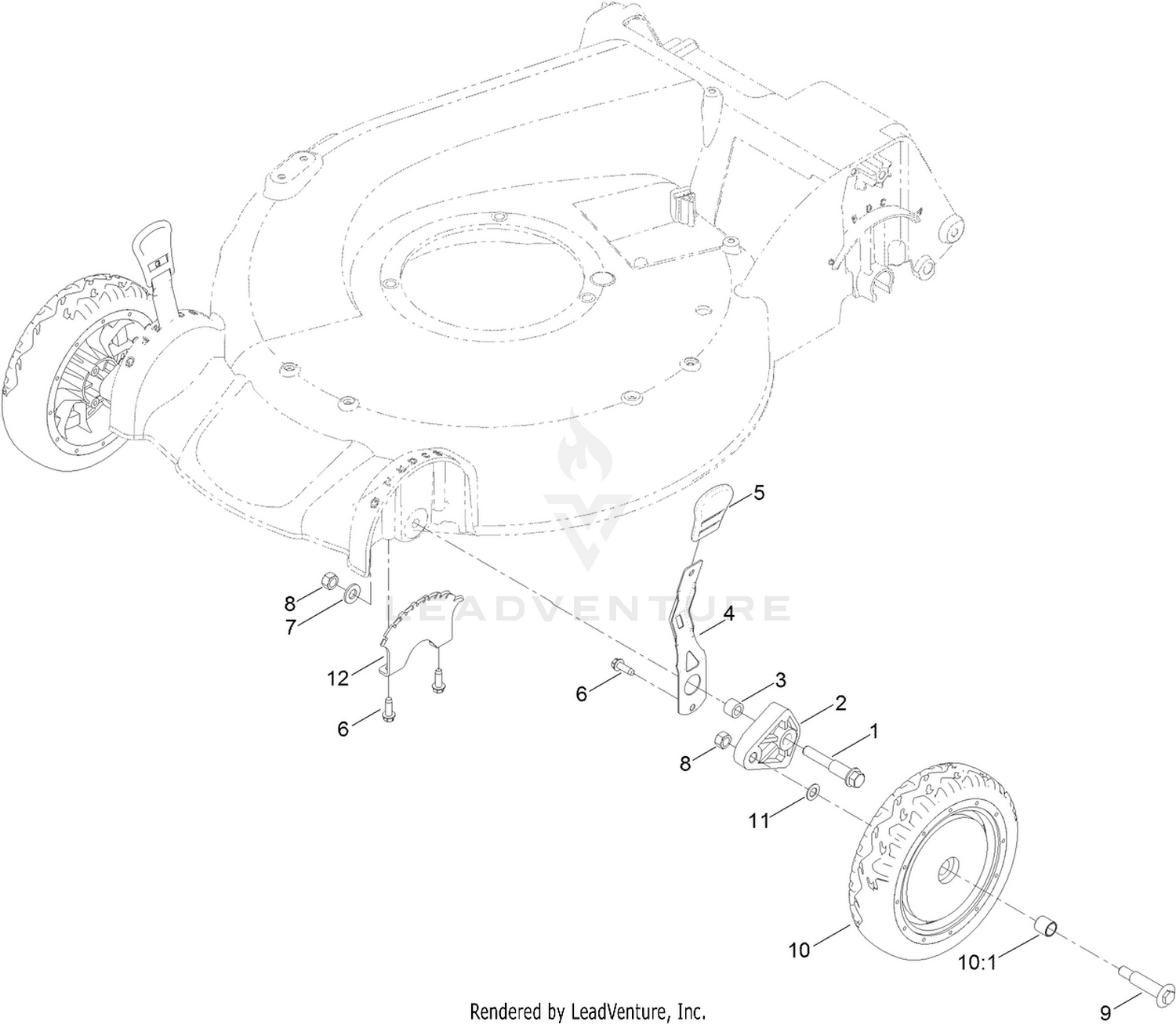 Front Wheel and Height-of-Cut Assembly