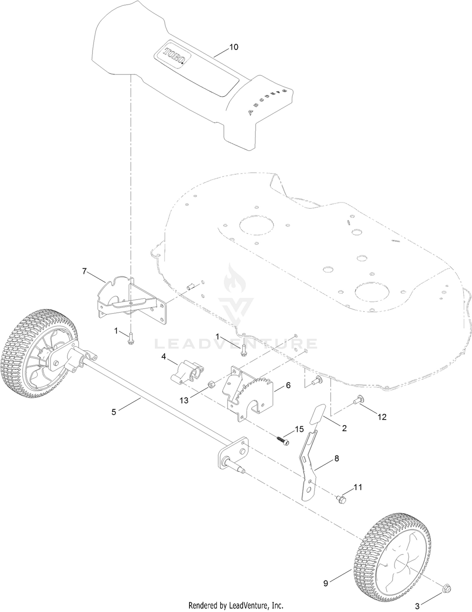 Front Wheel and Height-of-Cut Assembly