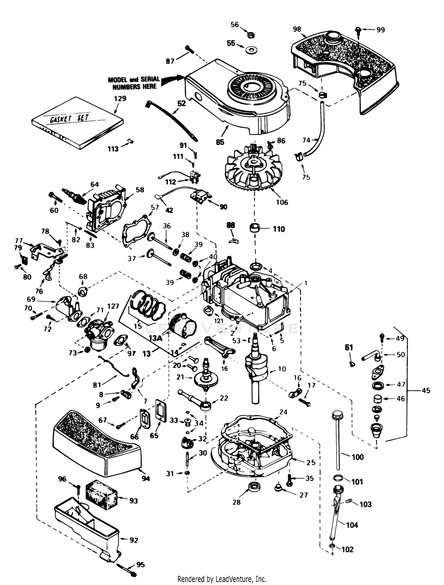 Engine Tecumseh Model No. Tnt 100-10097f