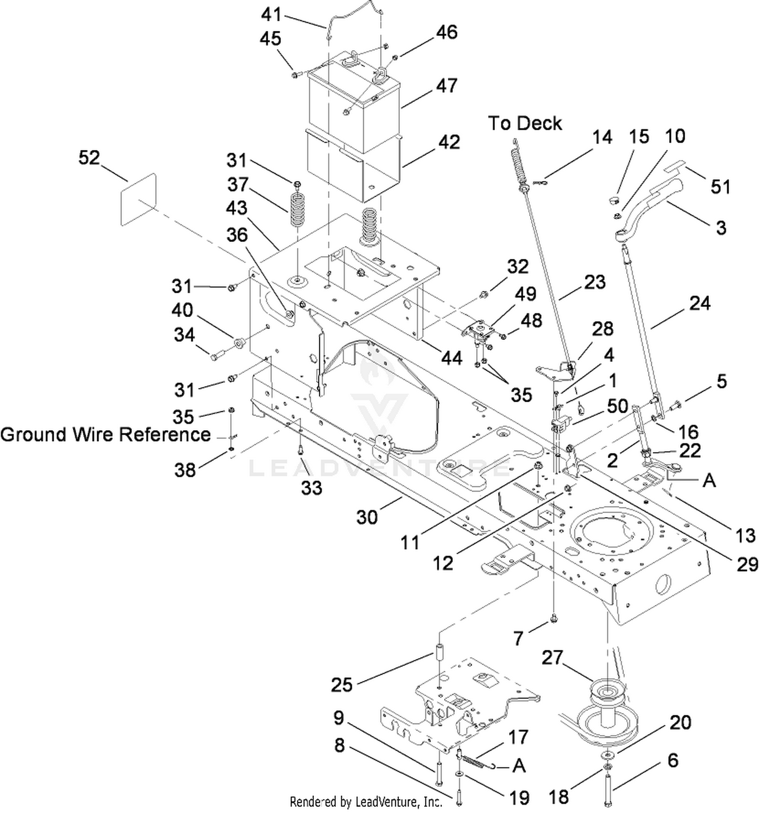 Frame, Battery and PTO Engage Assembly