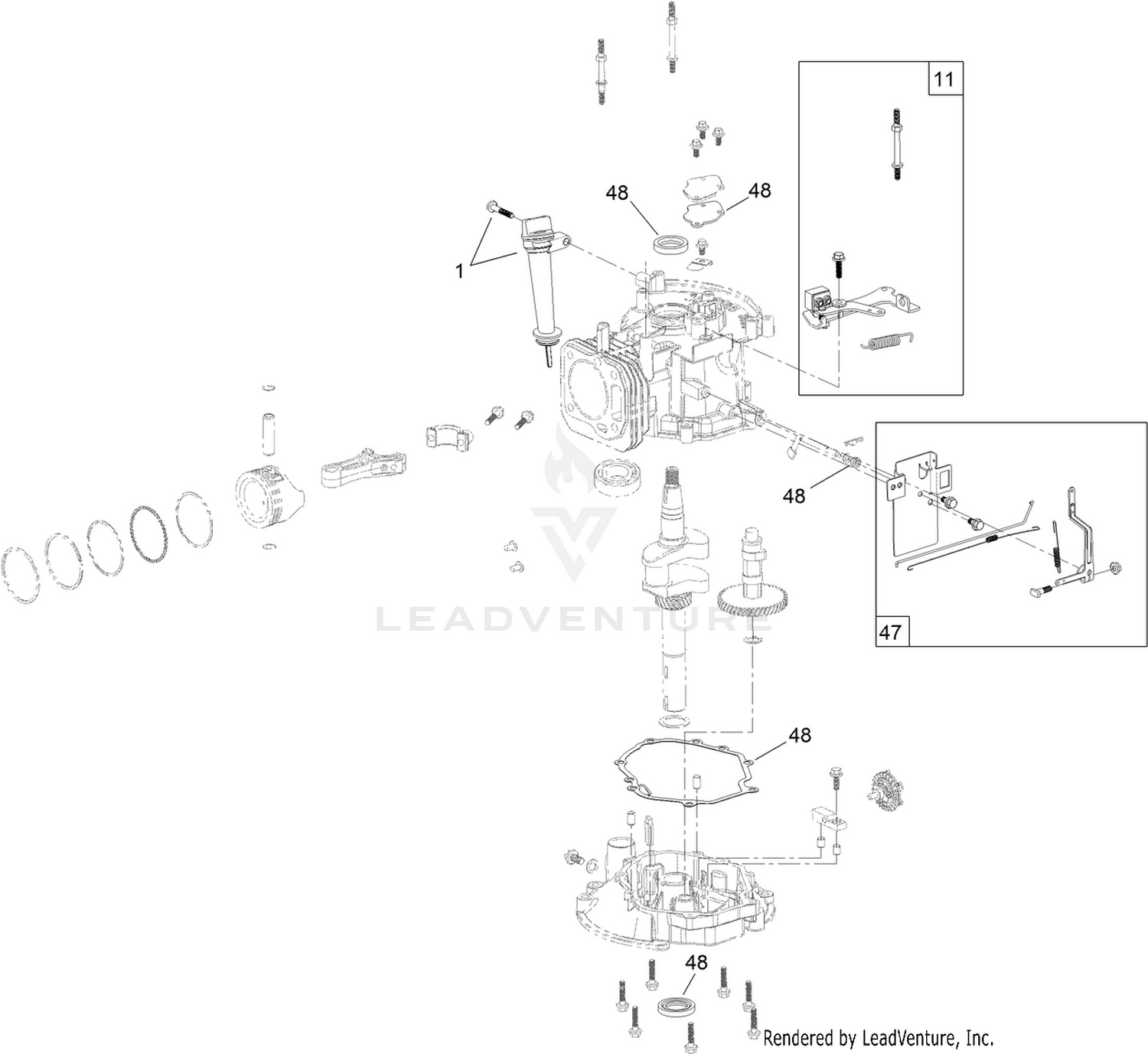 Dipstick, Brake and Governor Arm Assembly