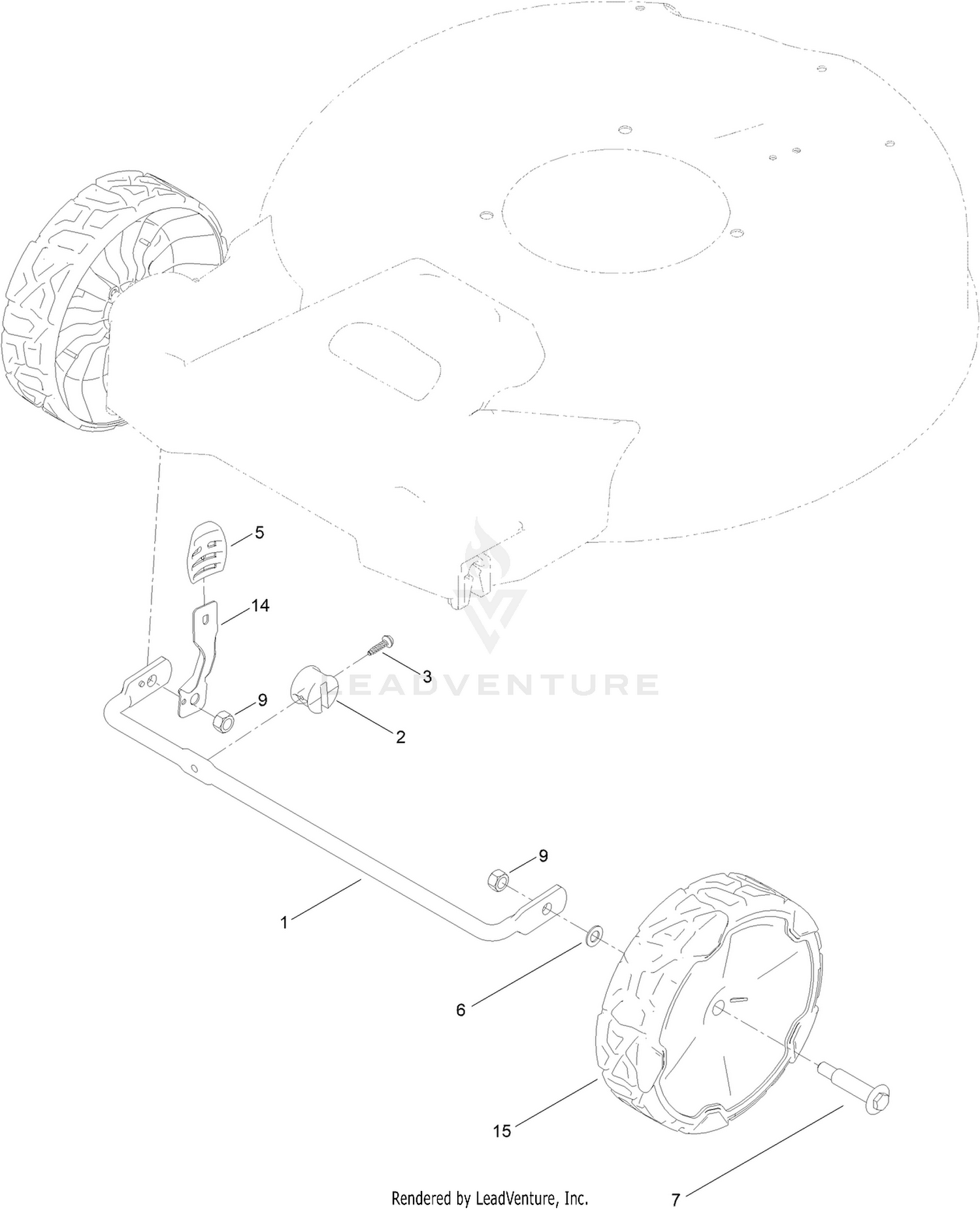 Front Wheel and Height-of-Cut Assembly