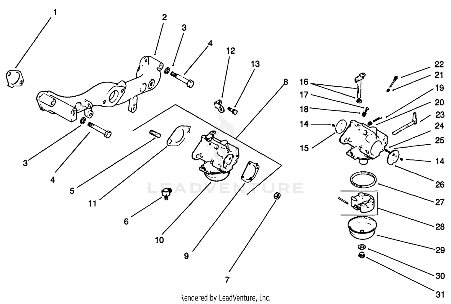 Carburetor-Kohler Engine Model No. Mv18s-Type 58543