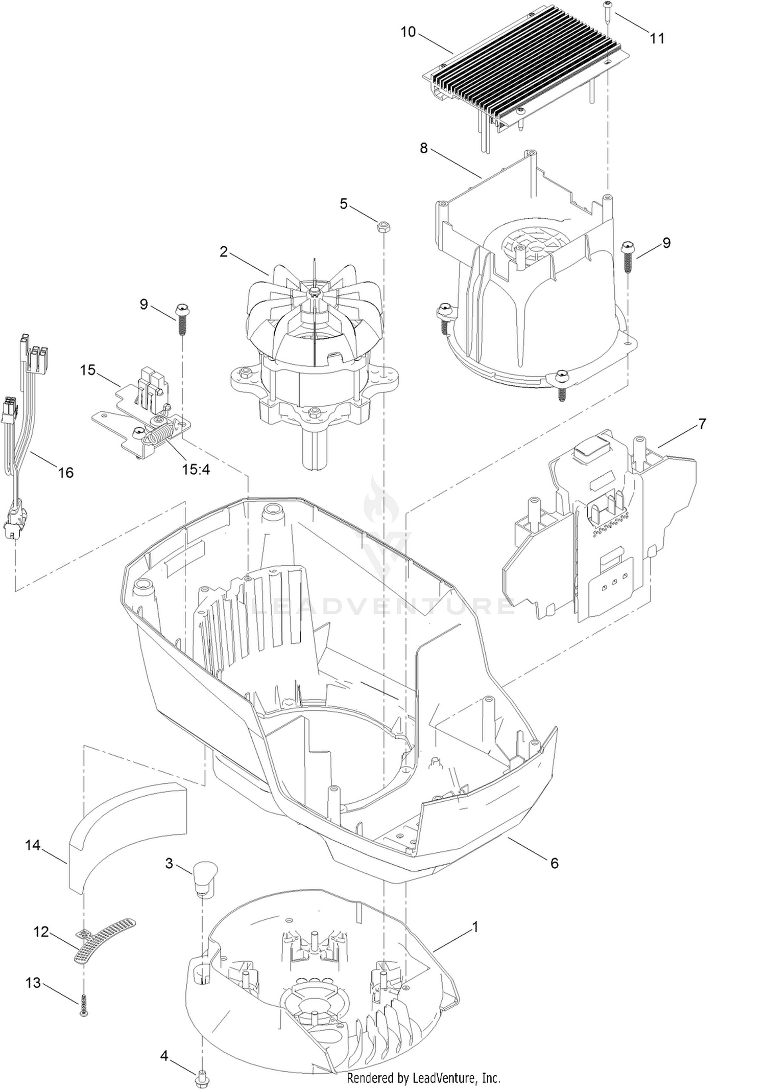Motor Module Assembly No. 140-1275   Lower Shroud Assembly