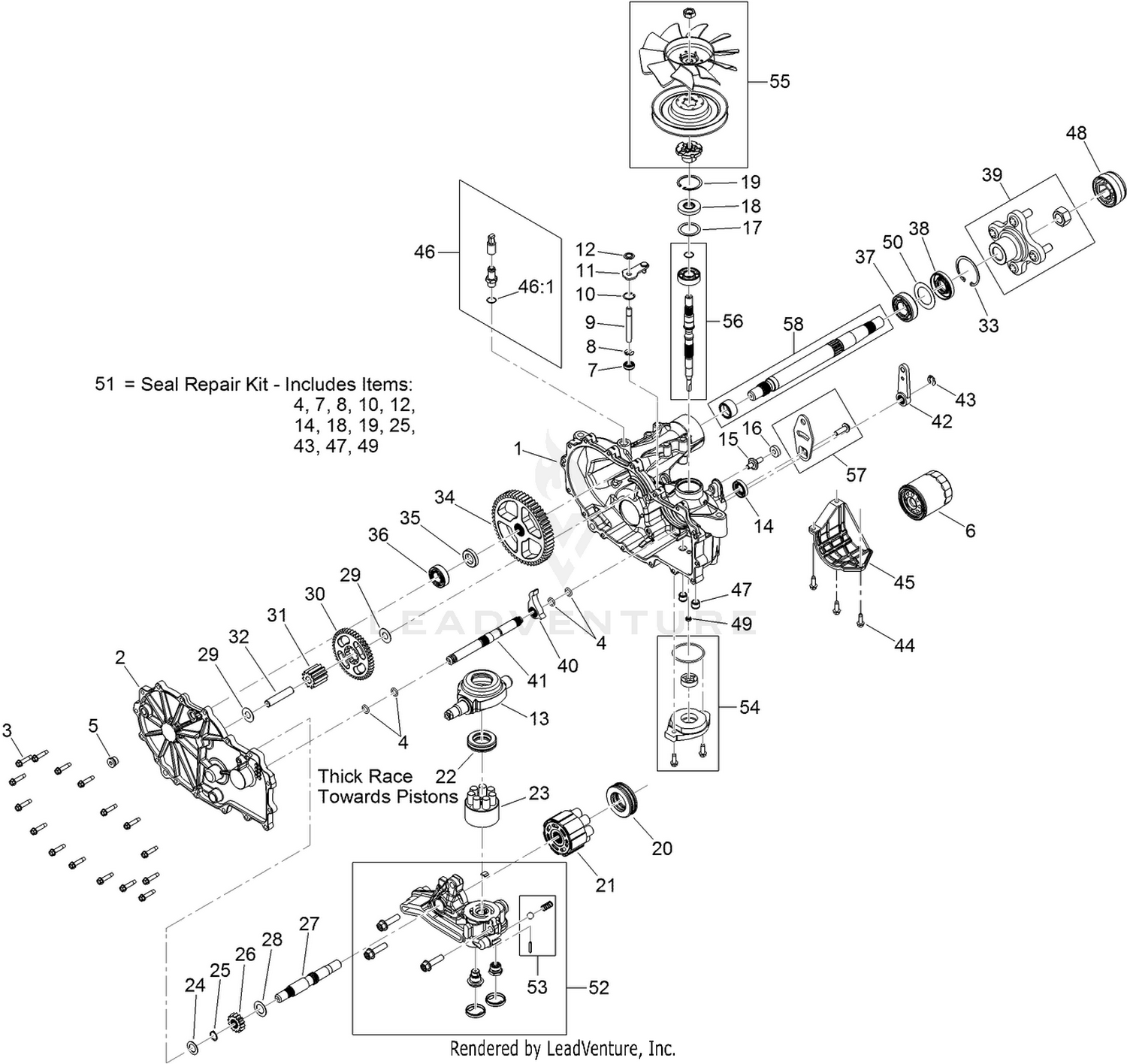 LH Hydro Transmission Assembly No. 127-3381