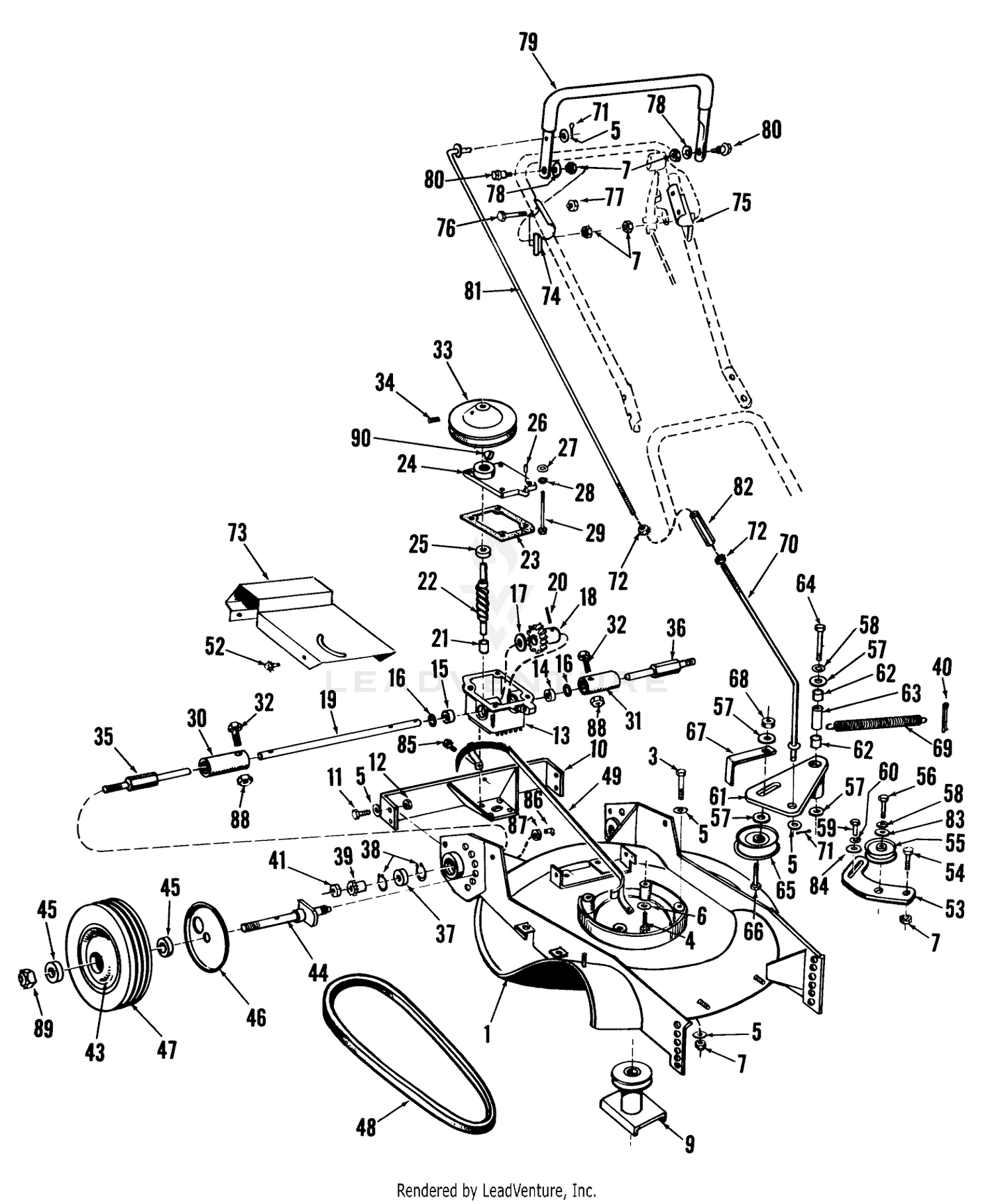 Toro 23000 21 Whirlwind Hevi Duty Lawnmower 1965 SN 5000001 5999999 21 Whirlwind Hevi Duty Self Propelled Mower Parts List