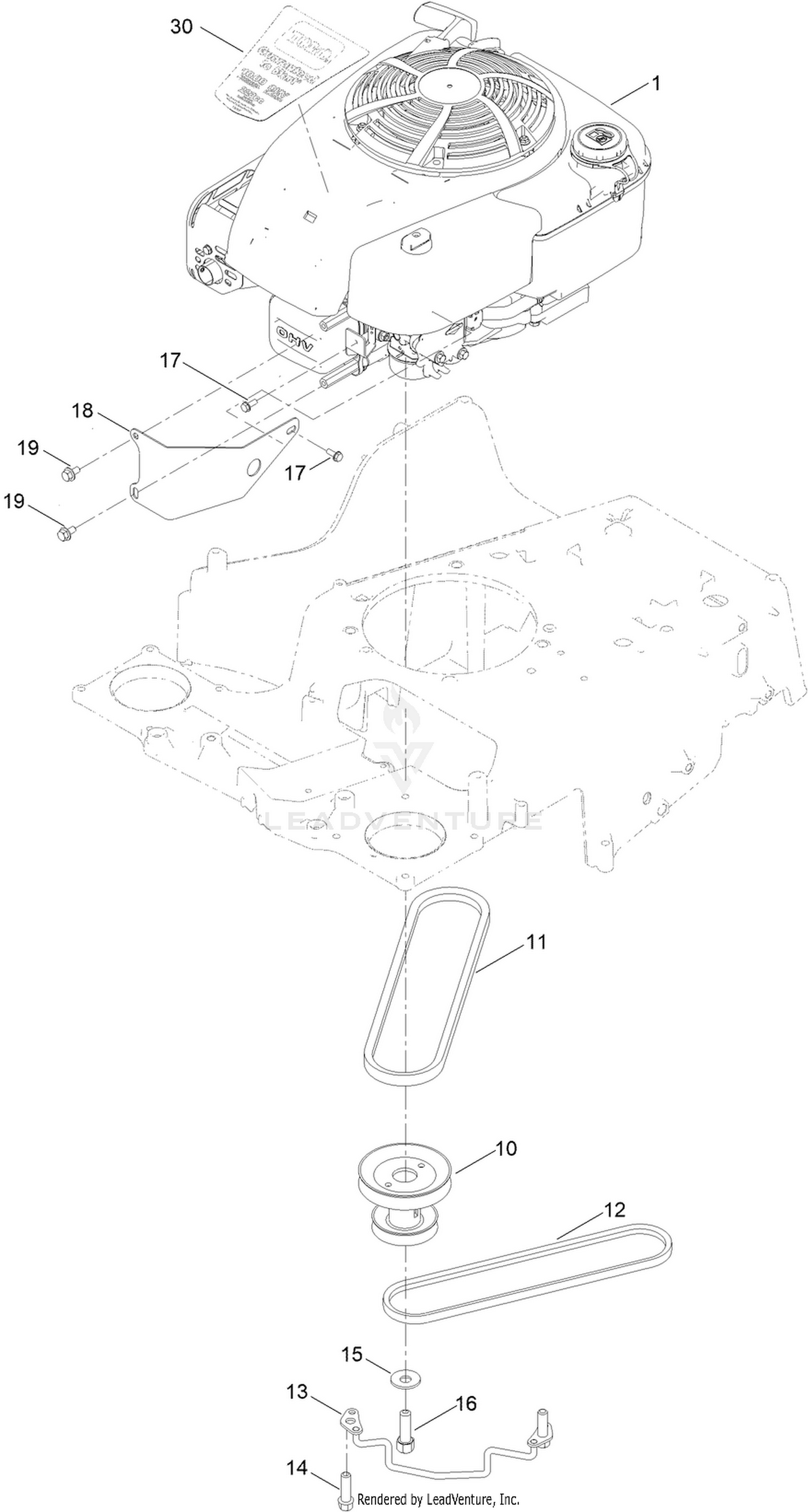 Engine and Belt Assembly