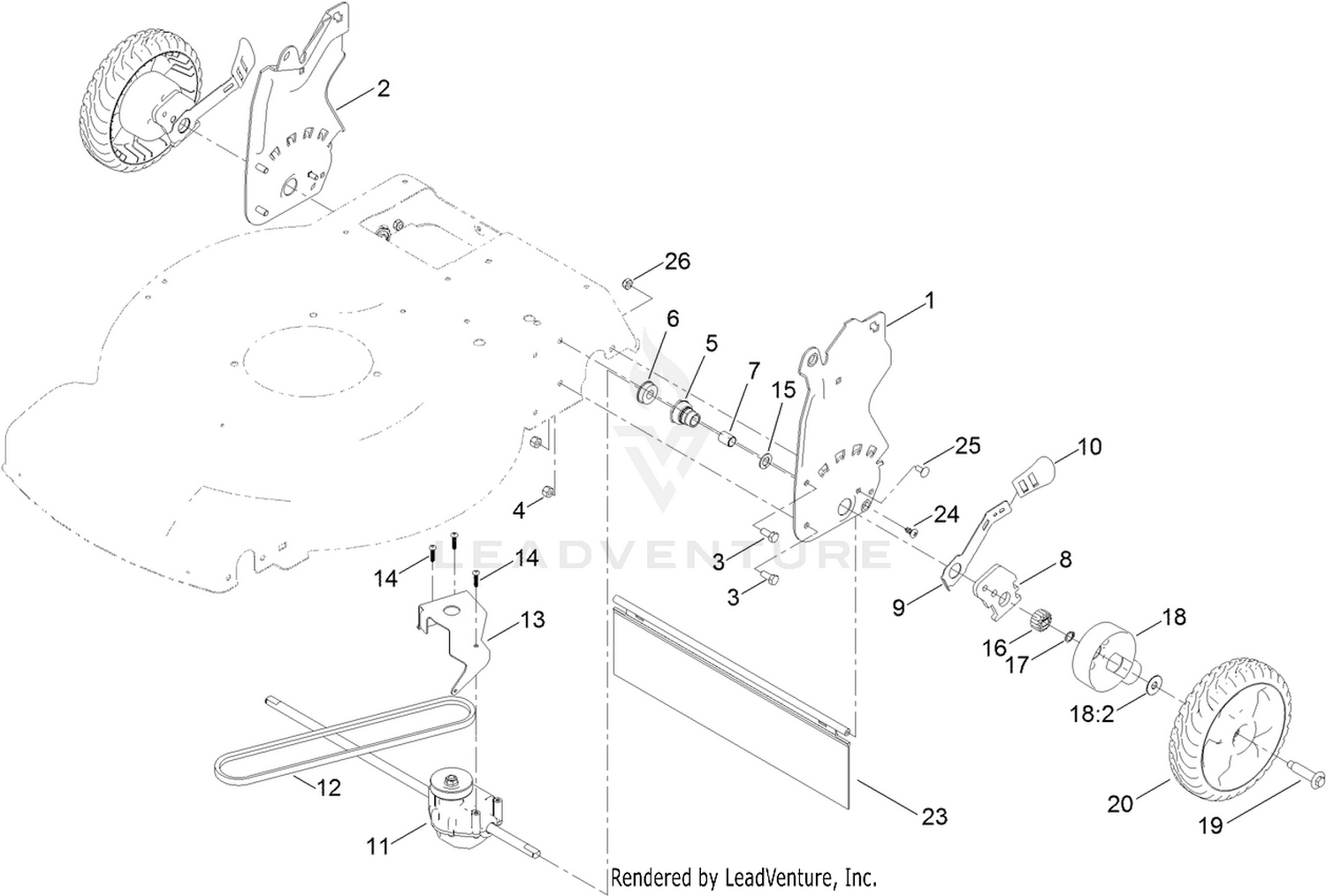 Transmission and Rear Wheel Assembly