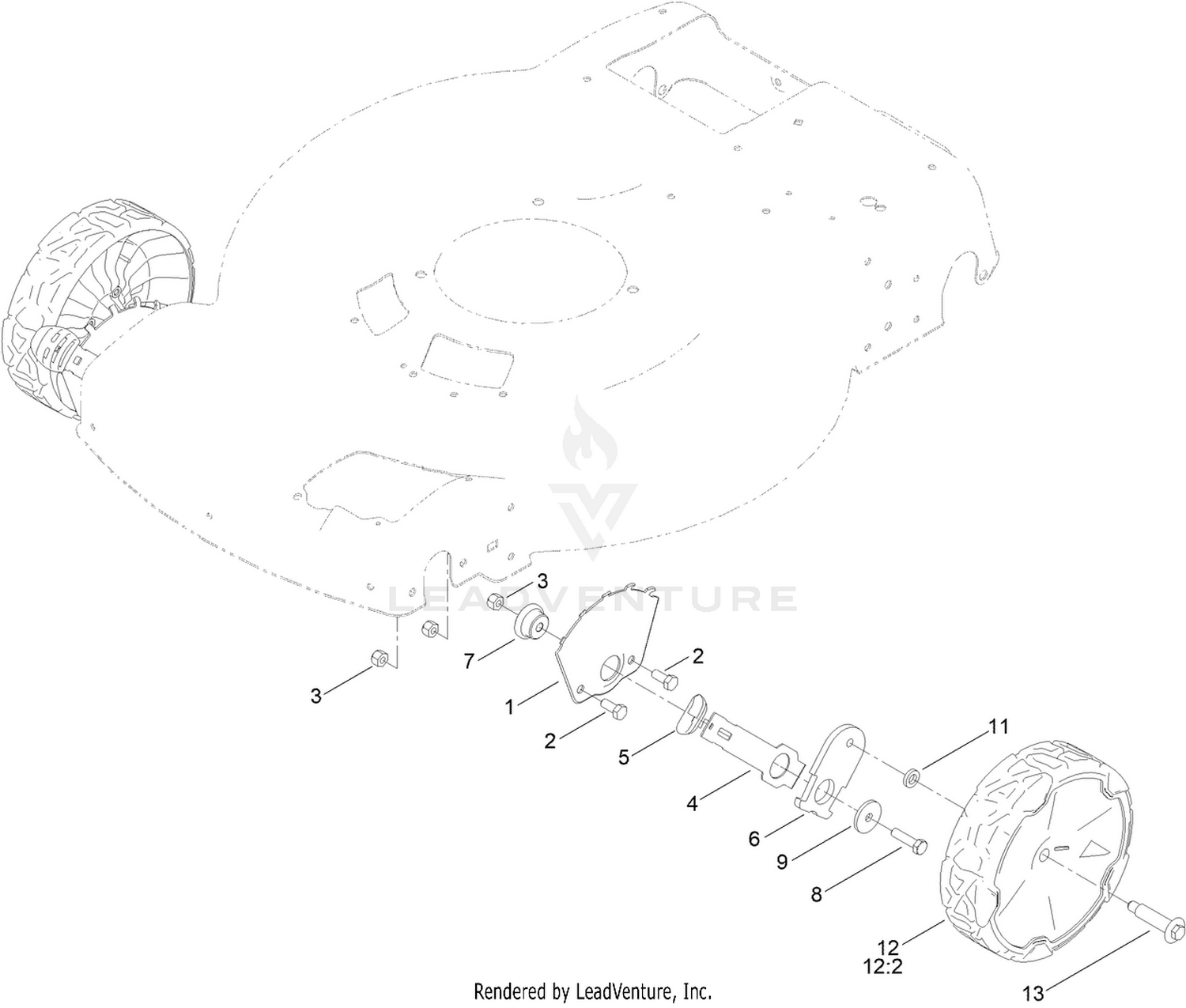 Front Wheel and Height-of-Cut Assembly