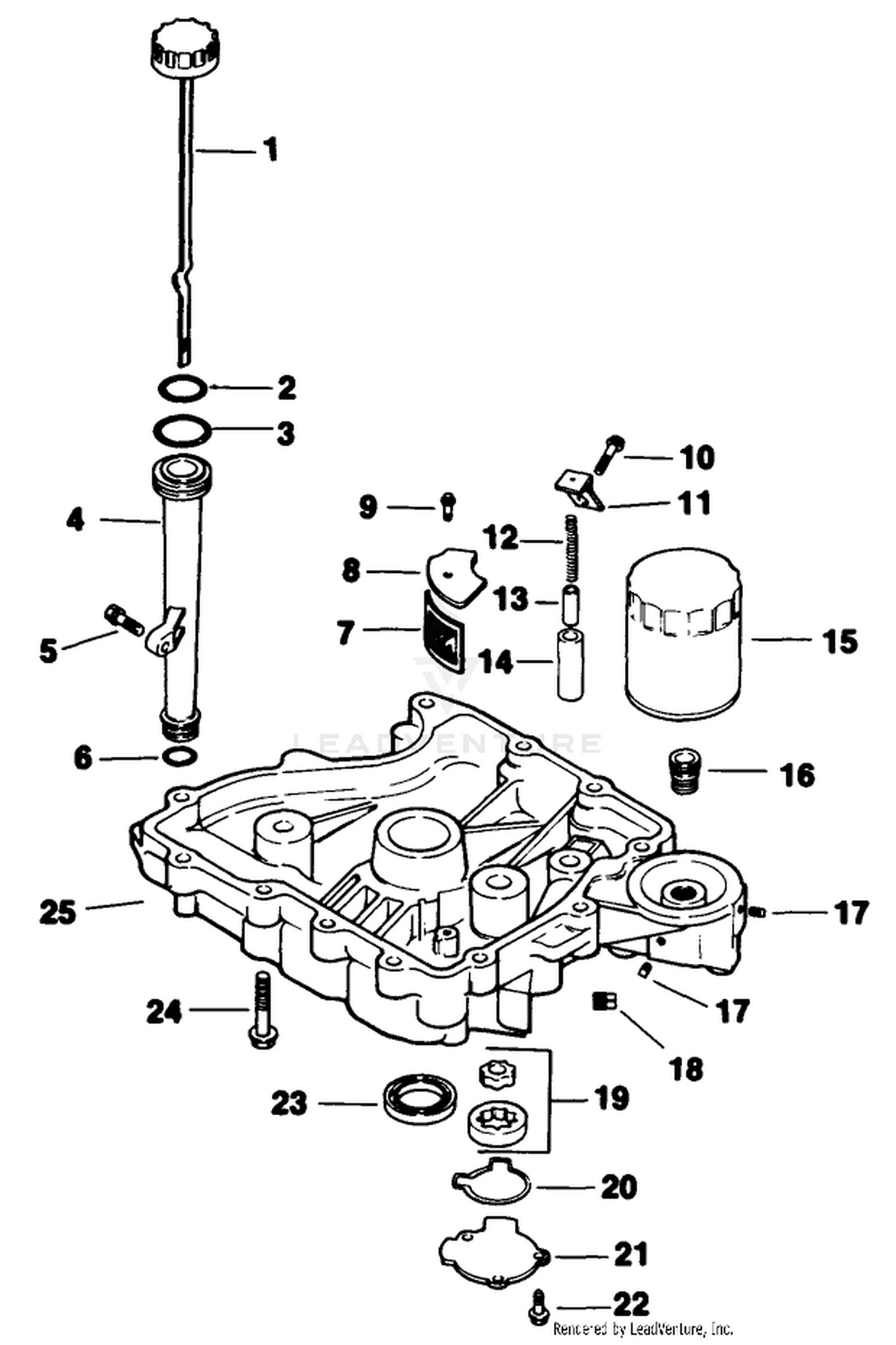 Oil Pan/lubrication-Engine Kohler Model Cv12.5t Spec. No. 1254