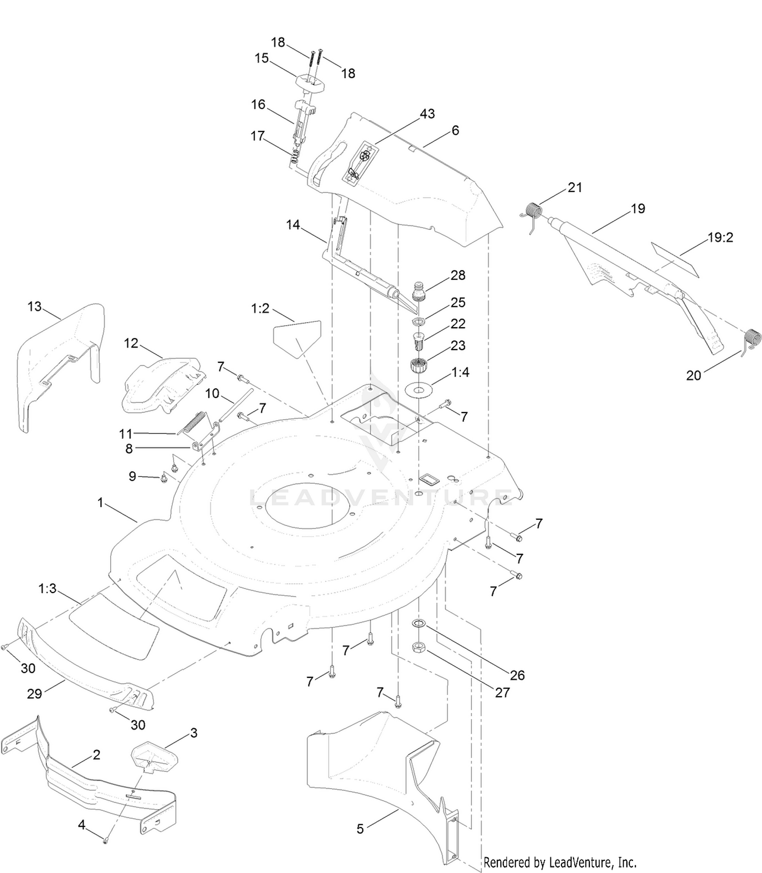 Deck, Side Chute and Rear Door Assembly