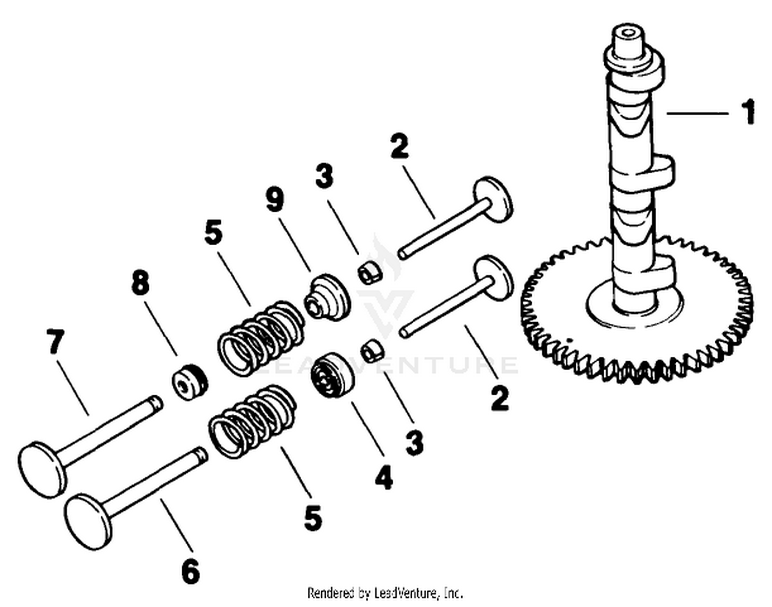Camshaft  Valves-Engine Kohler Model No. Mv16s-Type 56519