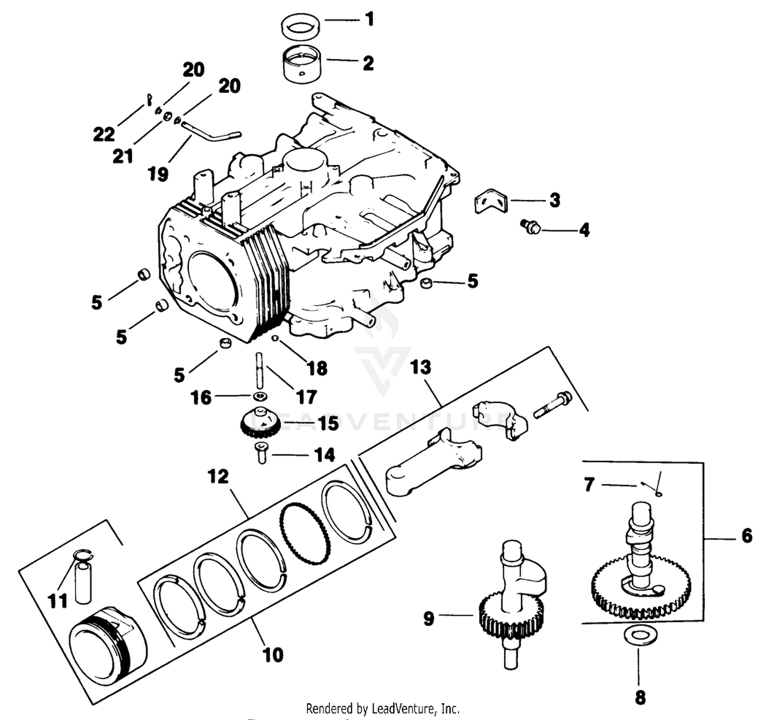 Crankcase-Engine Kohler Model No. Cv14t-1412