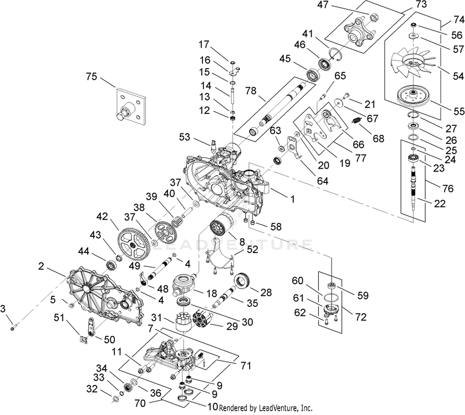 LH Transmission Assembly No. 109-3372