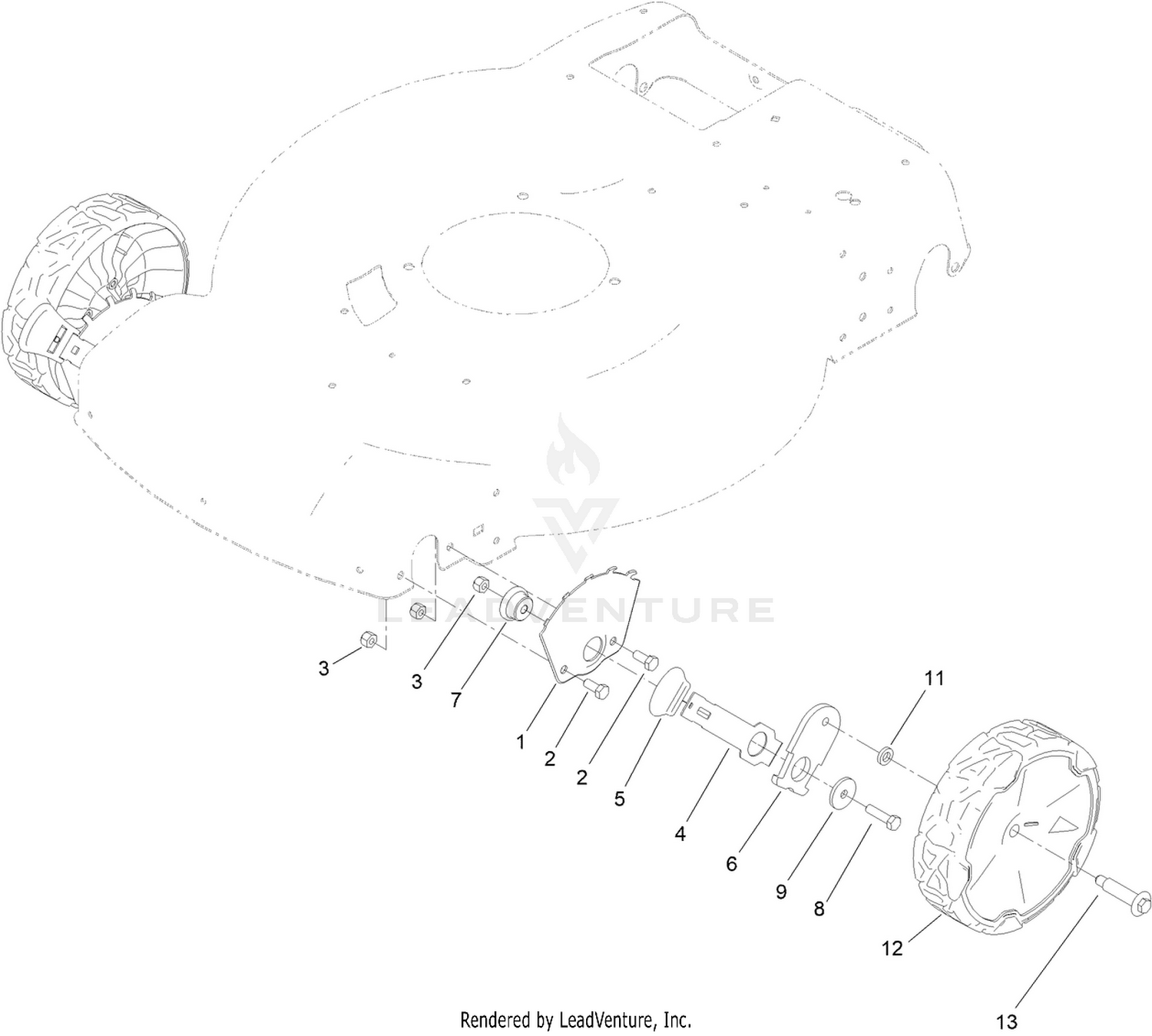 Front Wheel and Height-of-Cut Assembly