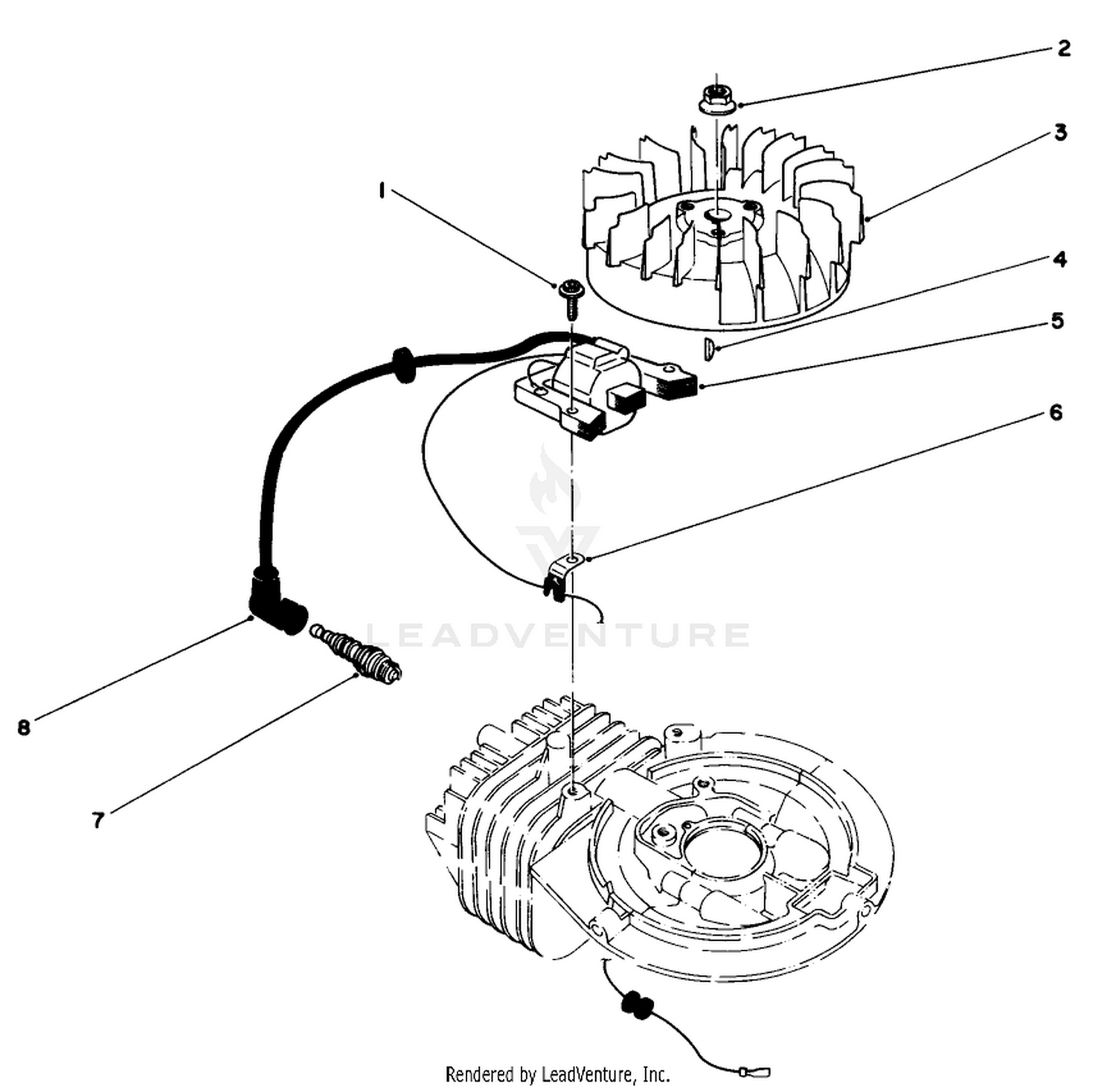 Flywheel  Magneto Assembly Engine 47pe-4 (used On Units With Serial No.6000101-6002073) Engine 47pf-5 (used On Units With Serial No. 6002074  Up)