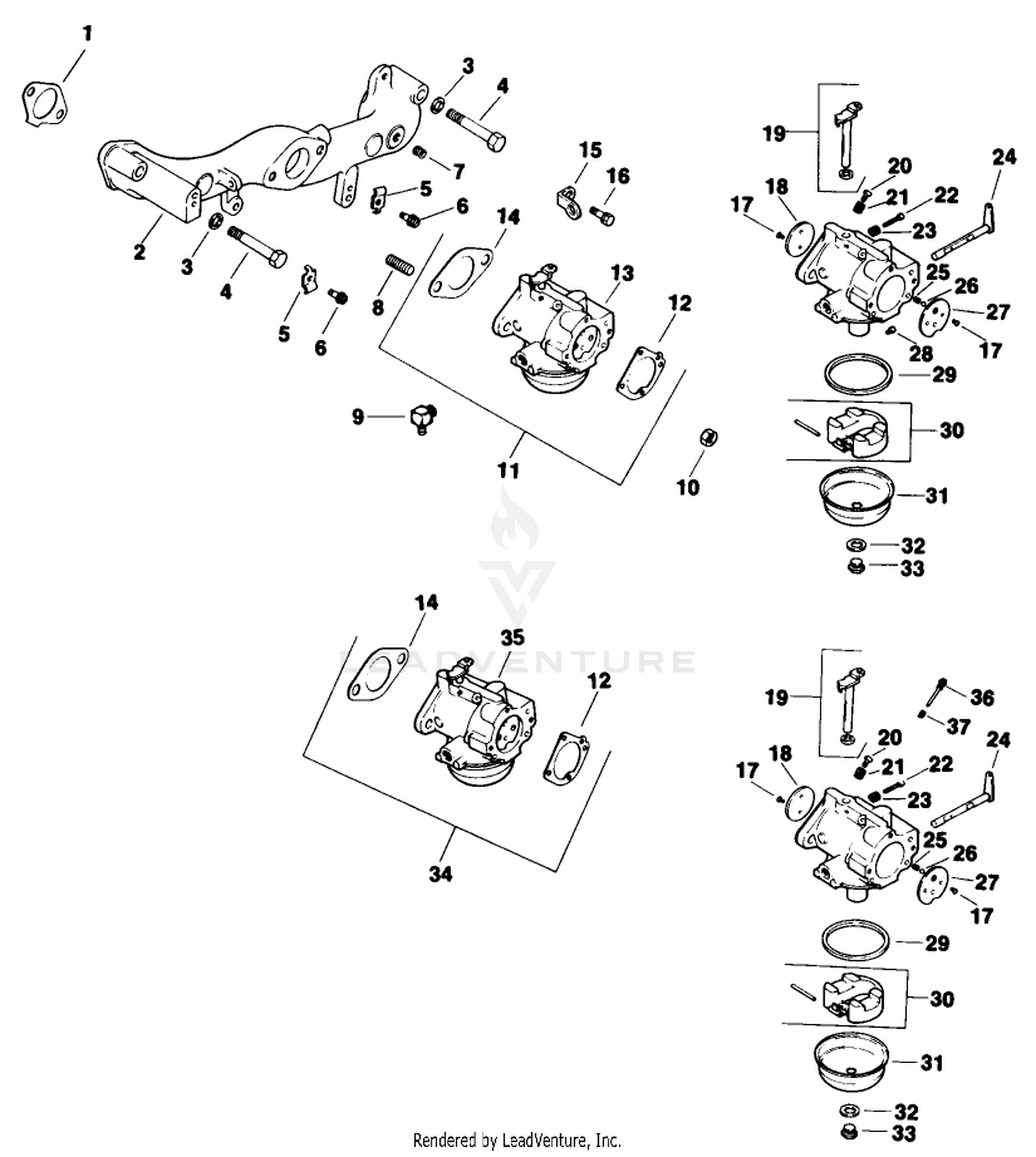 Carburetor-Engine Kohler Model No. Mv16s-Type 56511