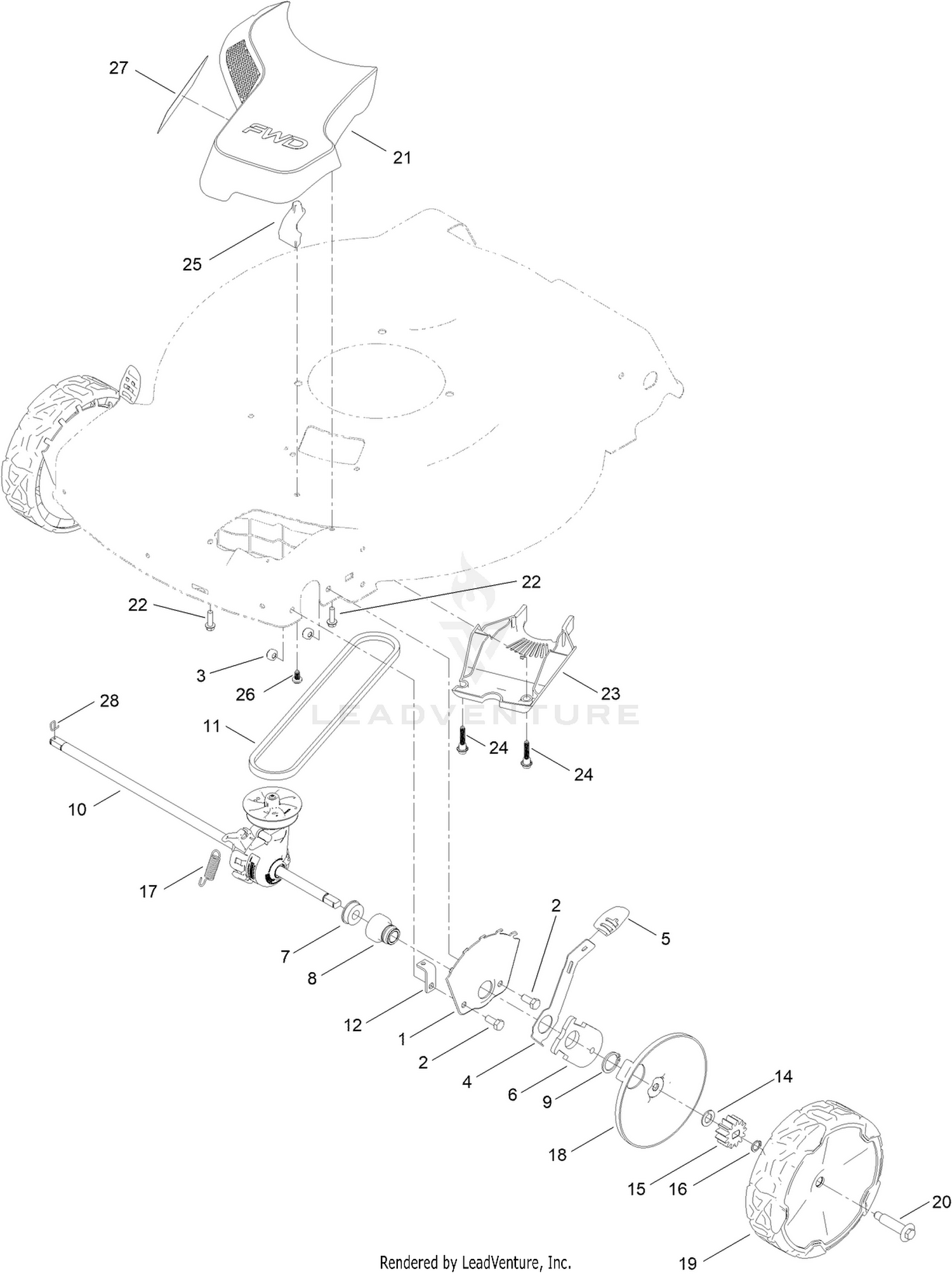 Front Wheel and Height-of-Cut Assembly
