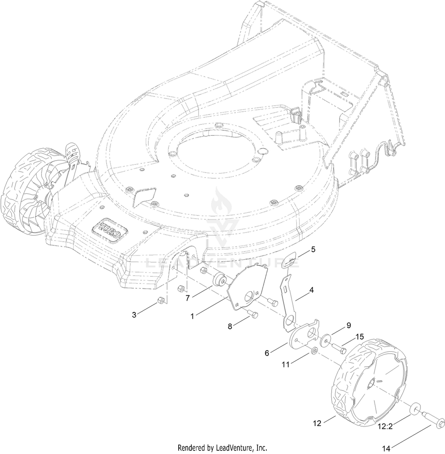 Front Wheel and Height-of-Cut Assembly