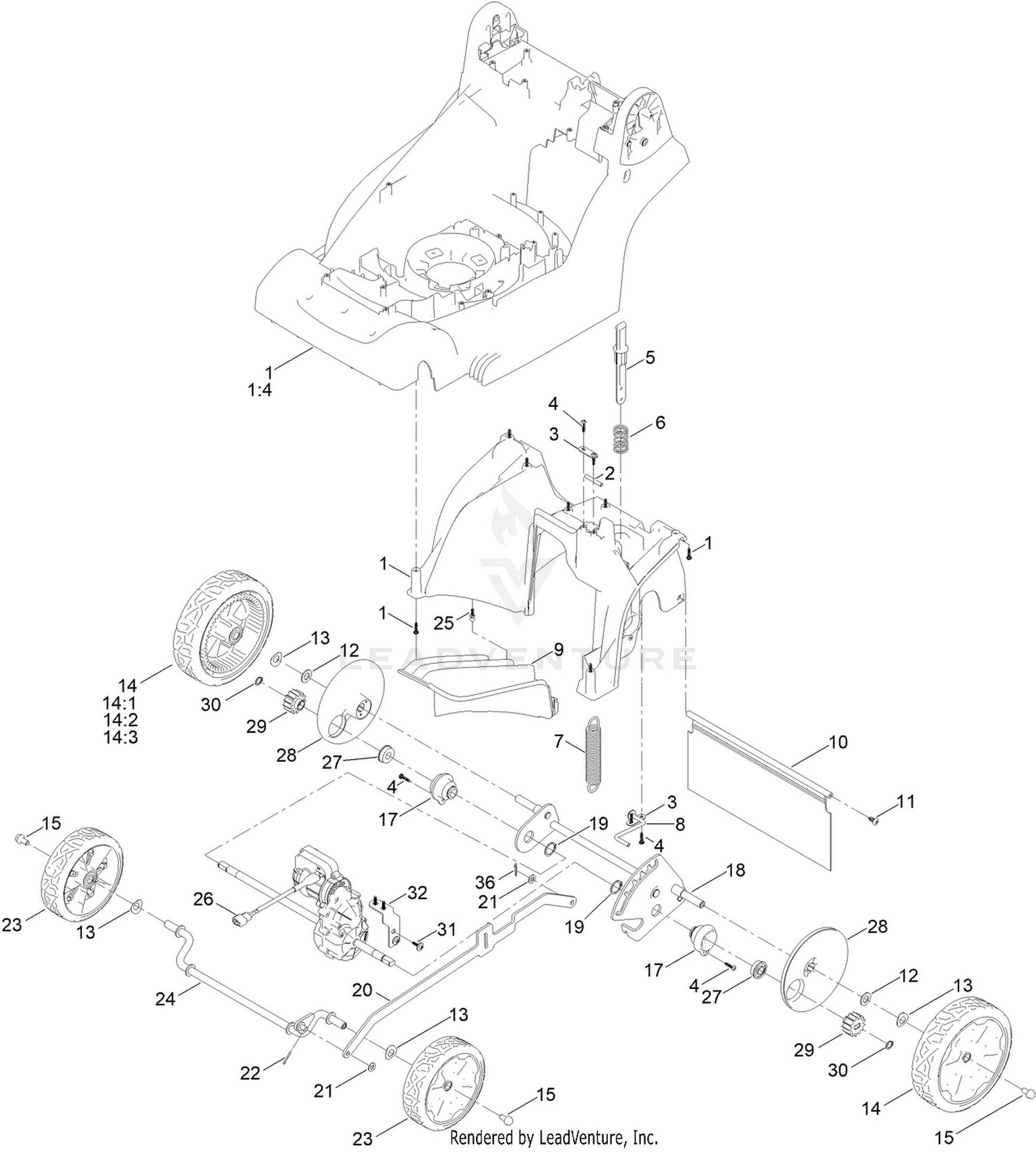 Traction and Height-of-Cut Assembly