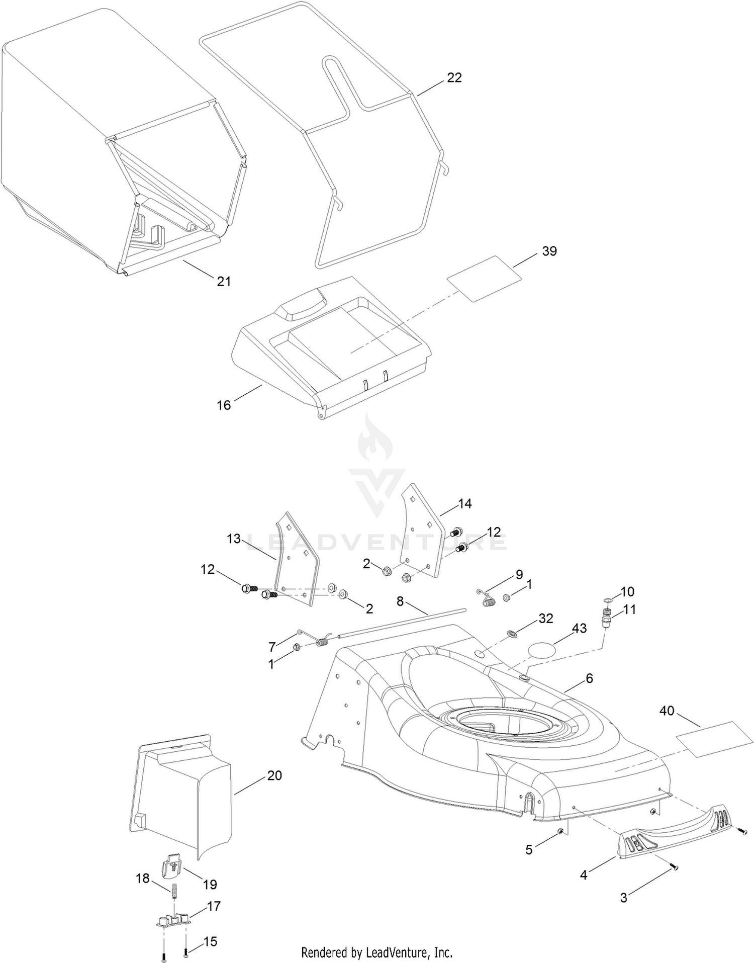 Deck and Grass Bag Assembly