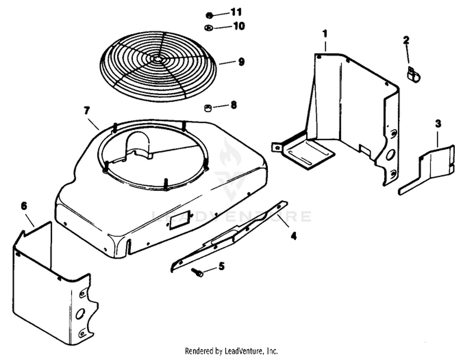 Baffles  Shroud-Engine Kohler Model No. Mv16s-Type 56511