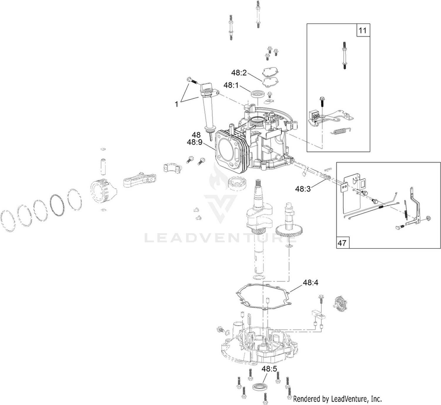 Dipstick, Brake and Governor Arm Assembly