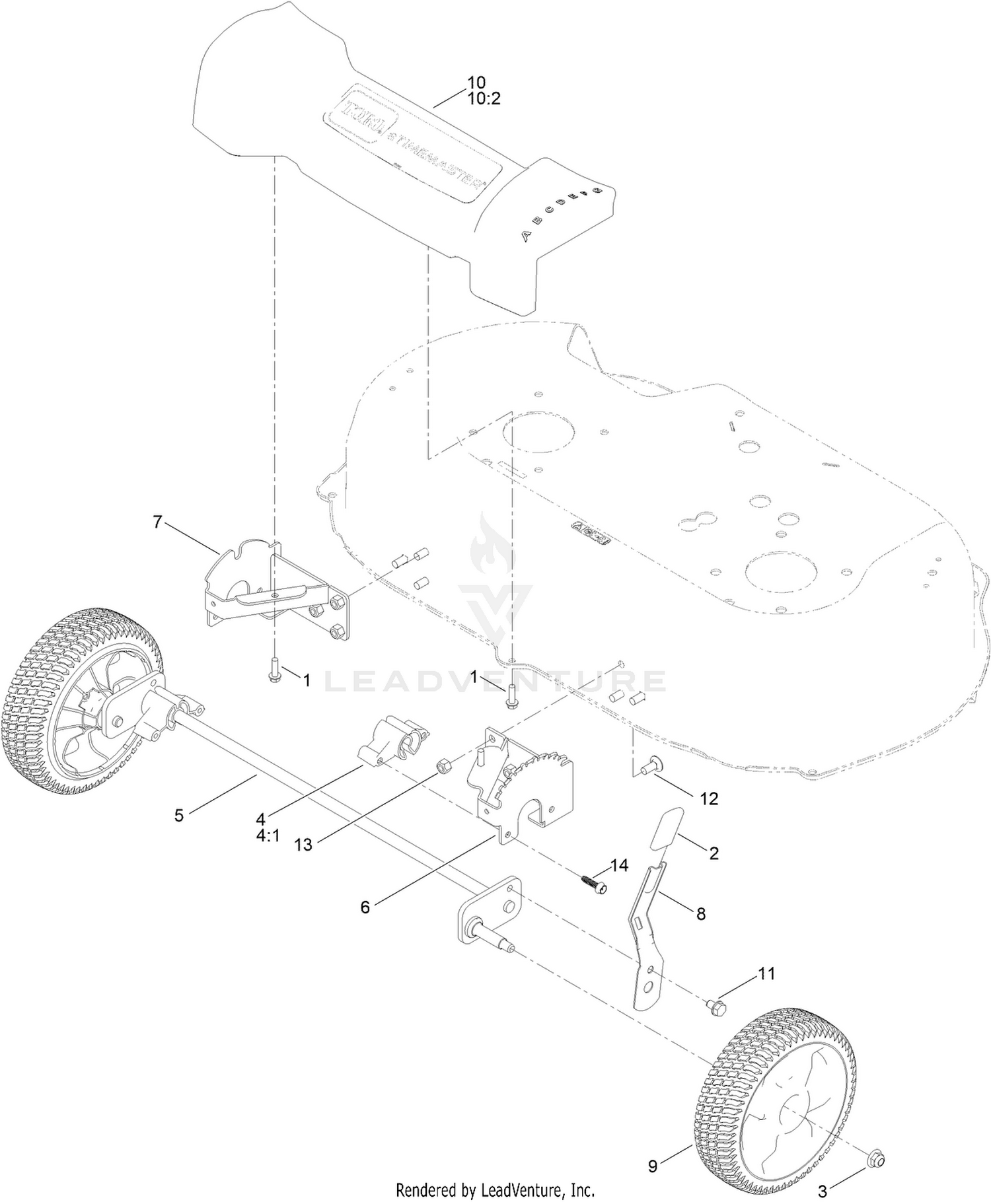 Front Wheel and Height-of-Cut Assembly