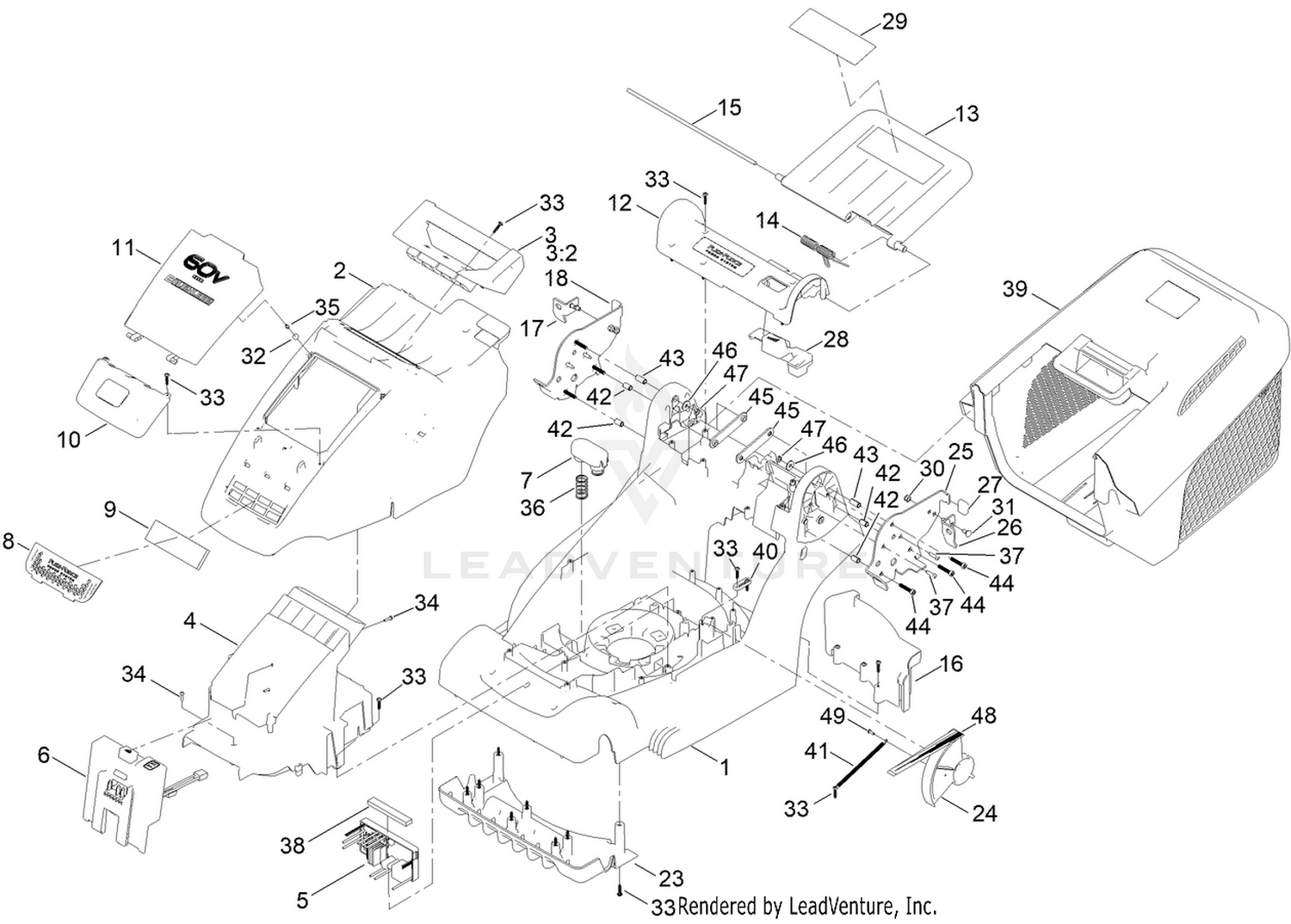 Deck and Grass Bag Assembly