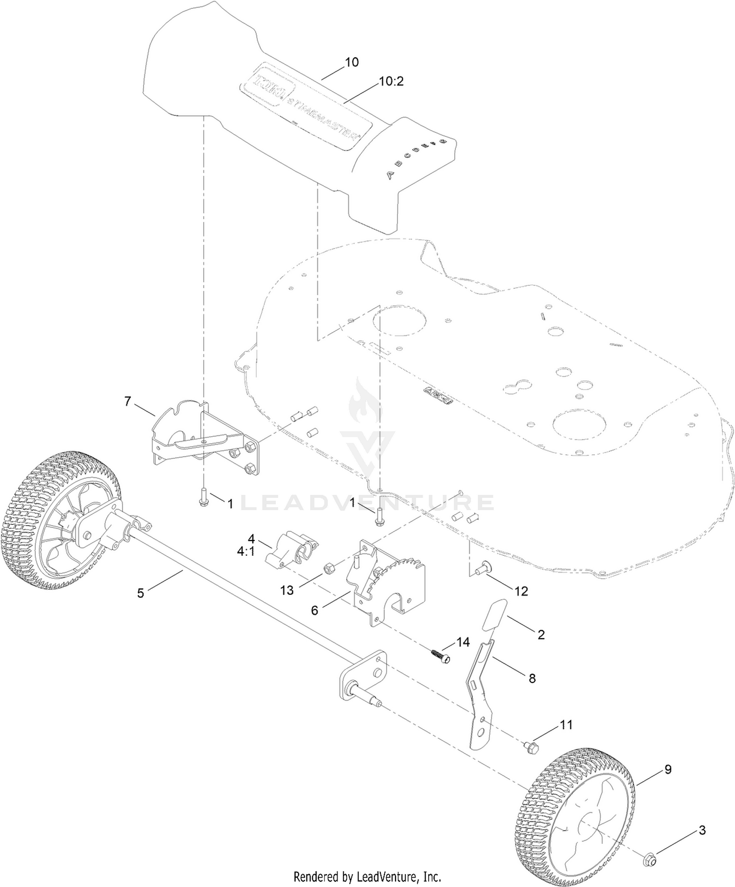 Front Wheel and Height-of-Cut Assembly