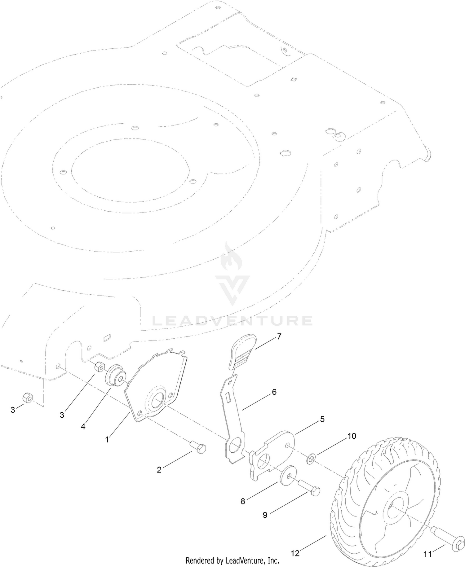Front Wheel and Height-of-Cut Assembly