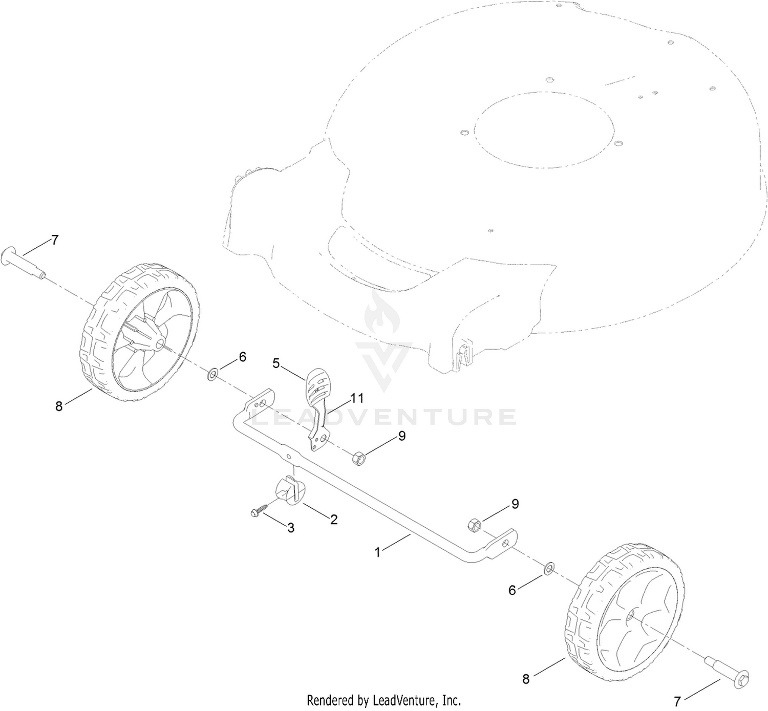 Front Wheel and Height-of-Cut Assembly
