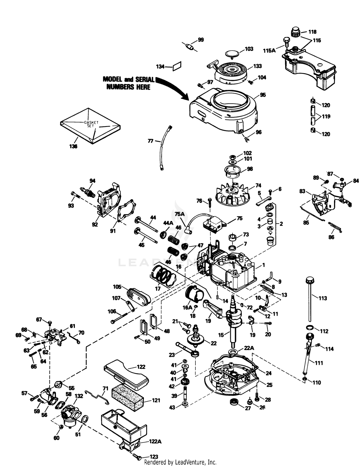 Engine Tecumseh Model No. Tvs105-53108f
