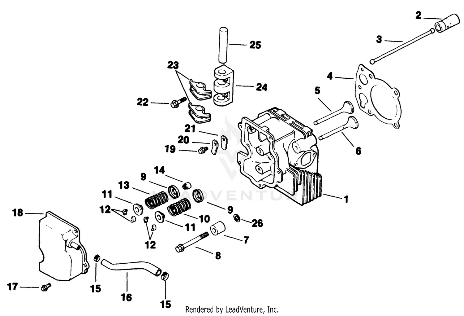 Cylinder Head/valve/breather-Engine Kohler Model No. Cv14t-1412