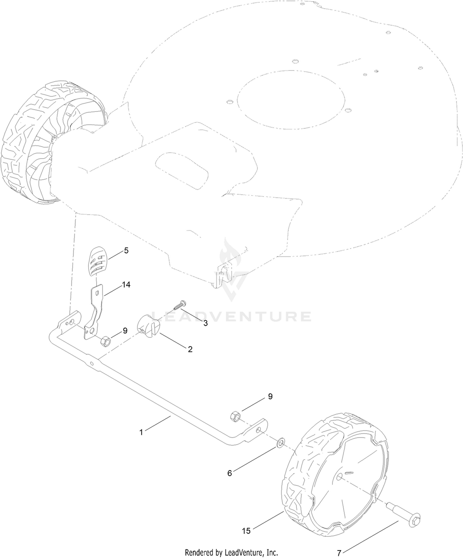 Front Wheel and Height-of-Cut Assembly