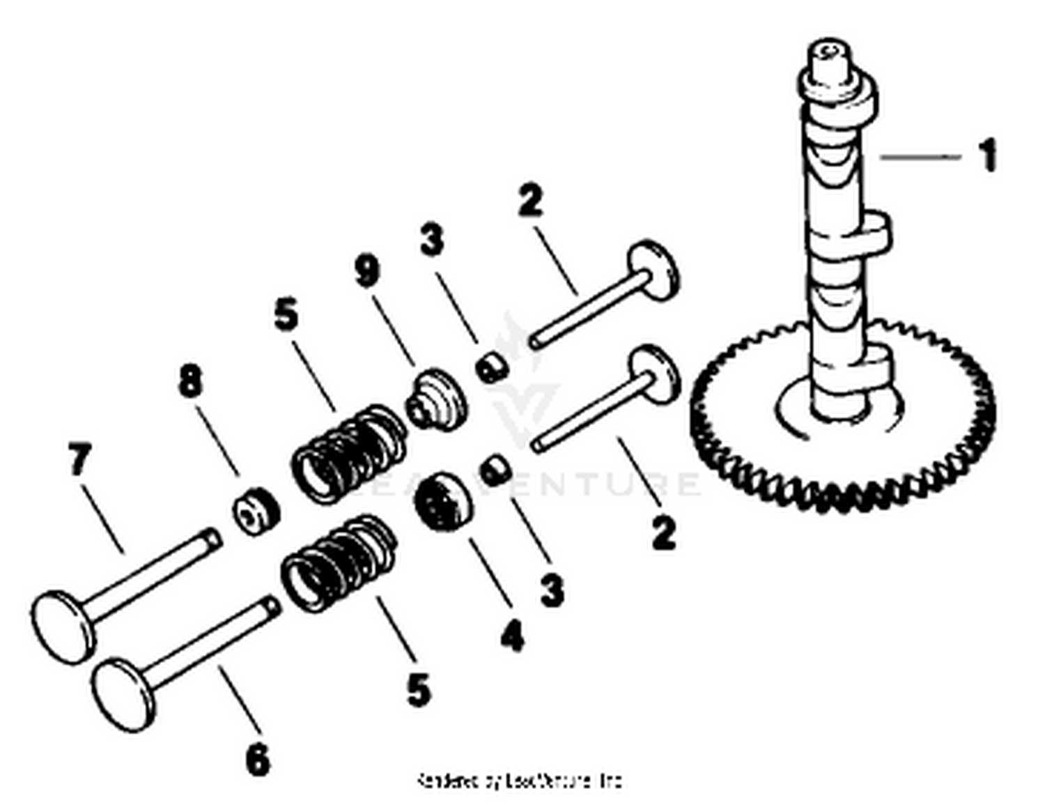 Camshaft  Valves-Engine Kohler Model No. Mv16s-Type 56511