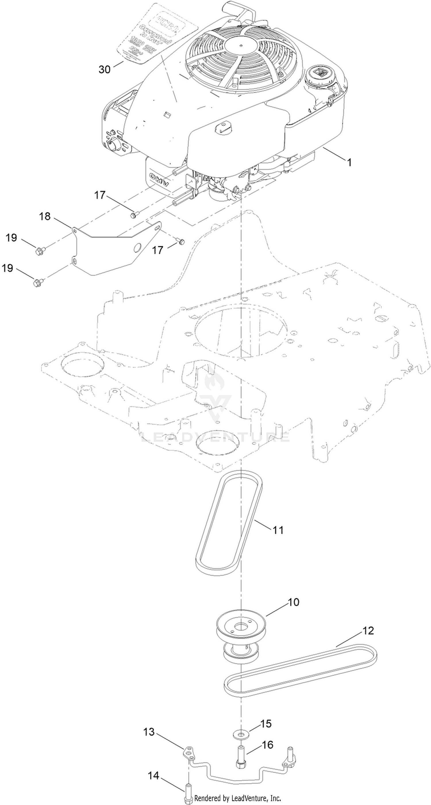 Engine and Belt Assembly