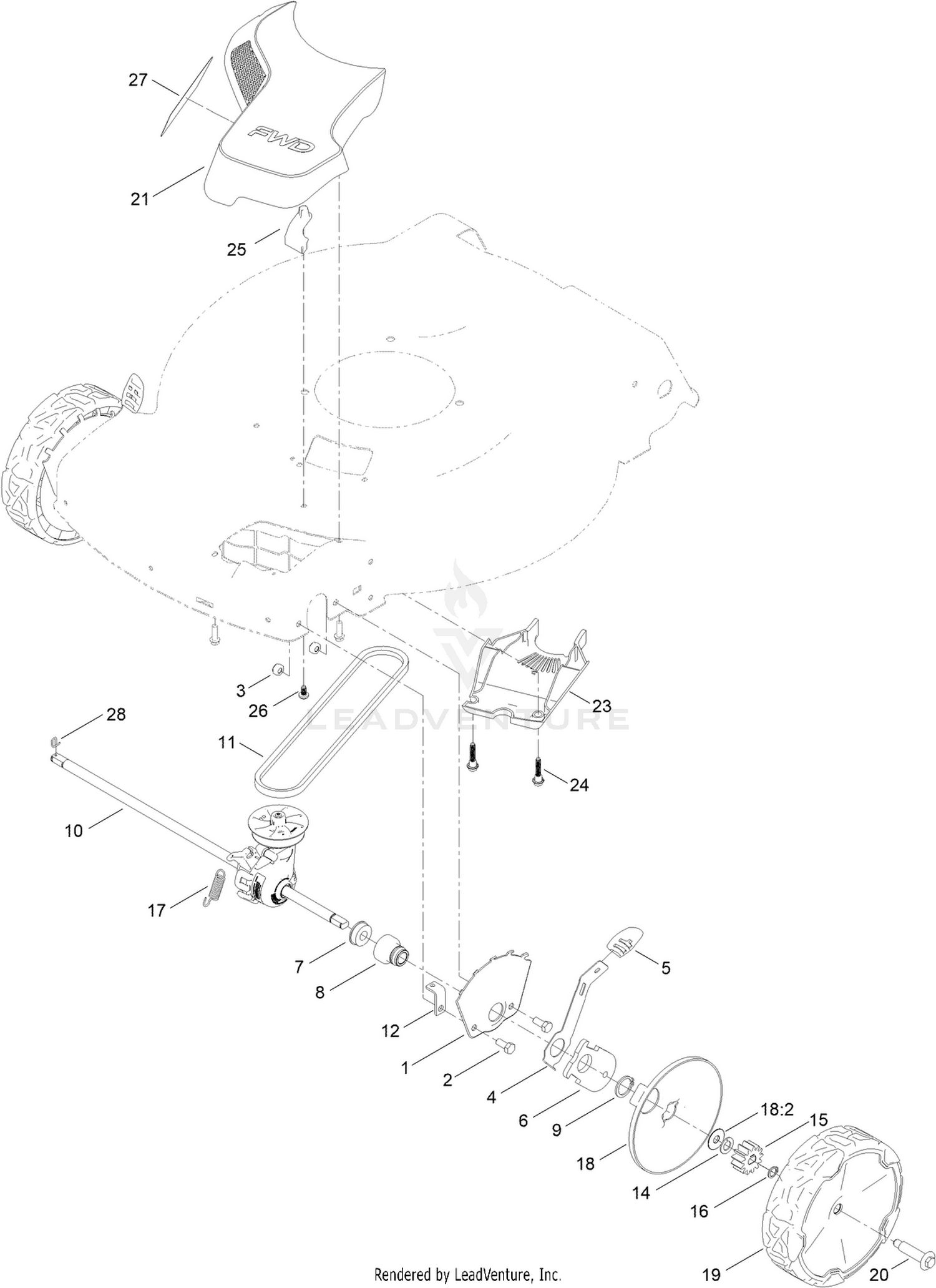 Front Wheel and Height-of-Cut Assembly