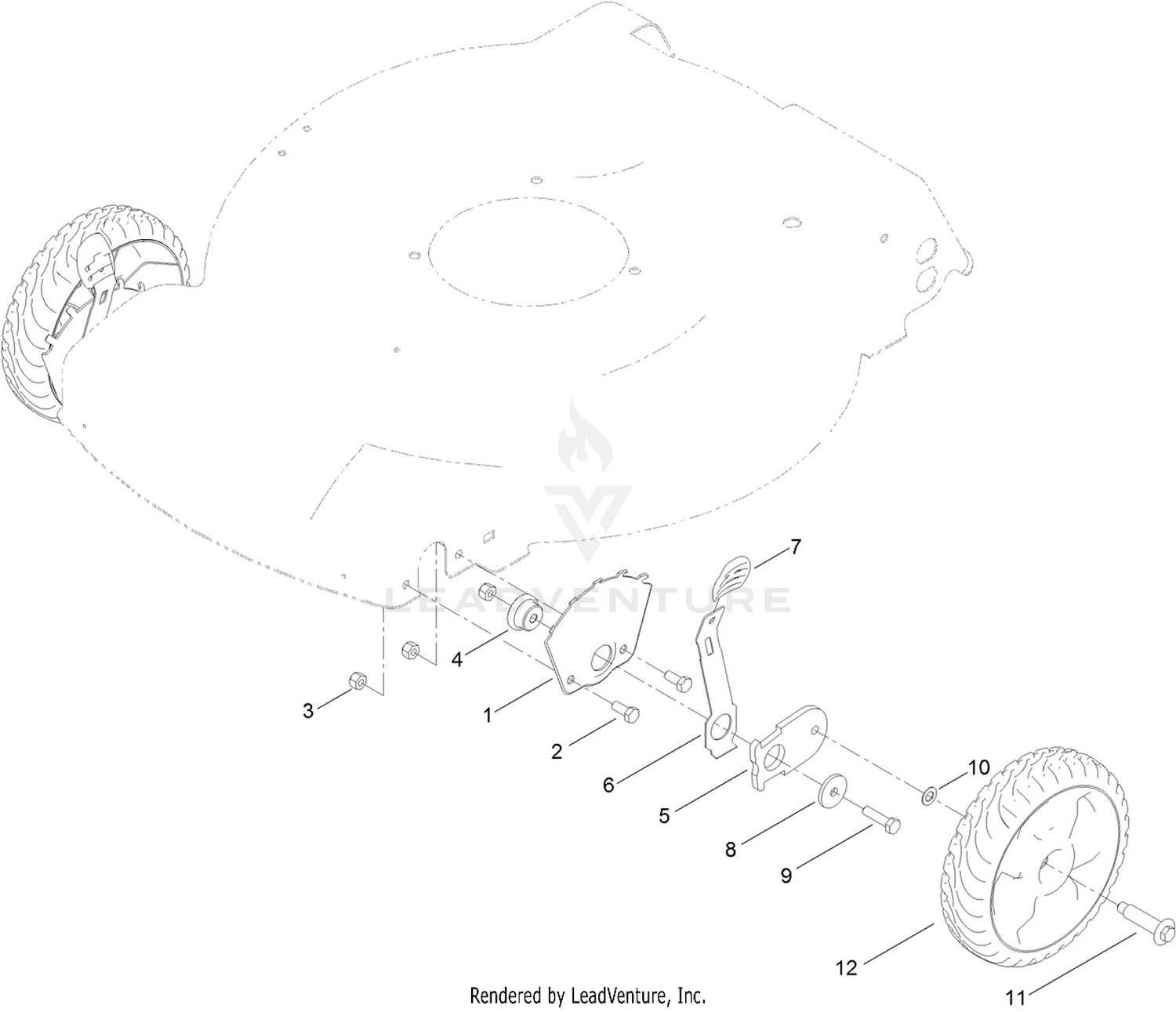 Front Wheel and Height-of-Cut Assembly