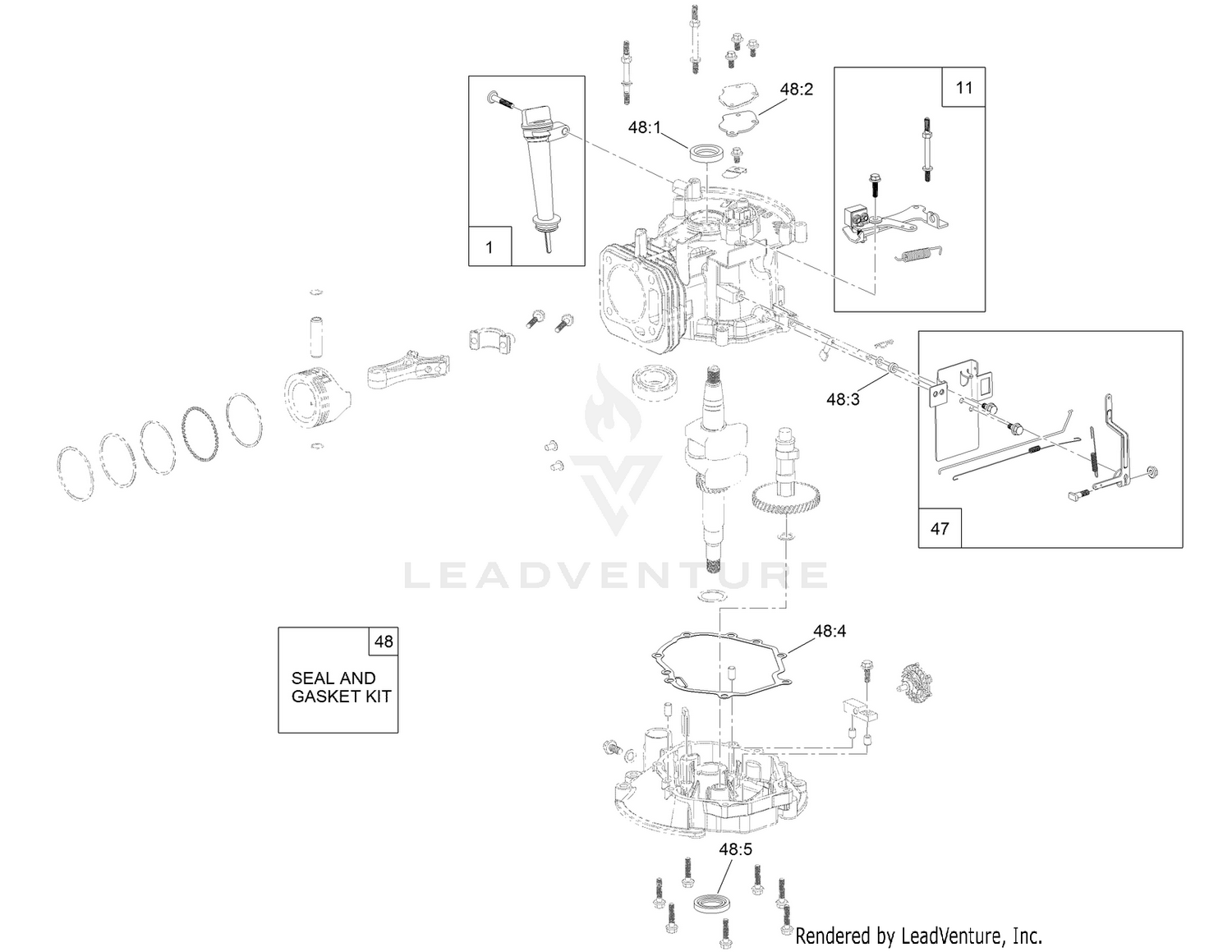 Dipstick, Brake and Governor Arm Assembly