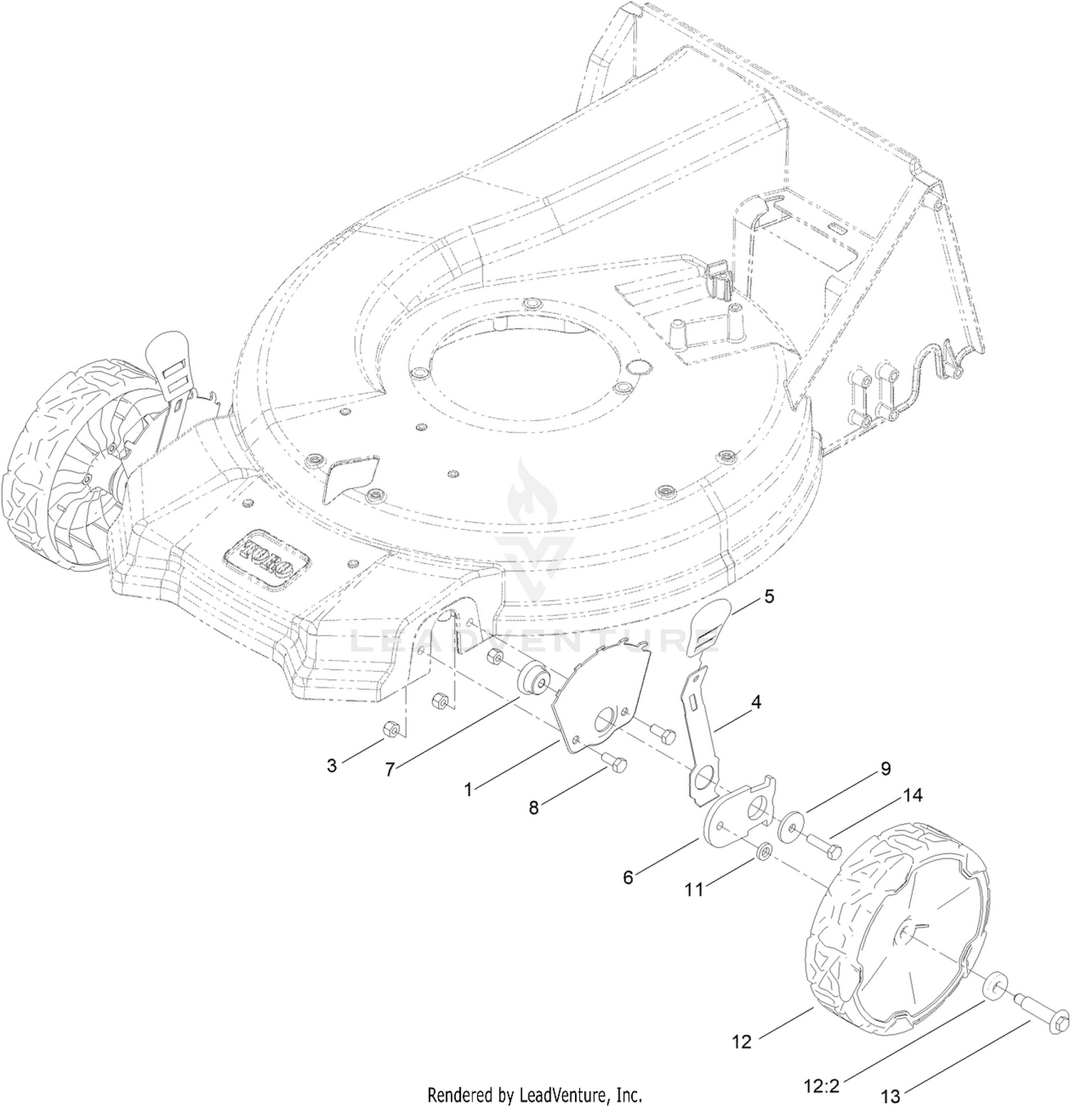 Front Wheel and Height-of-Cut Assembly
