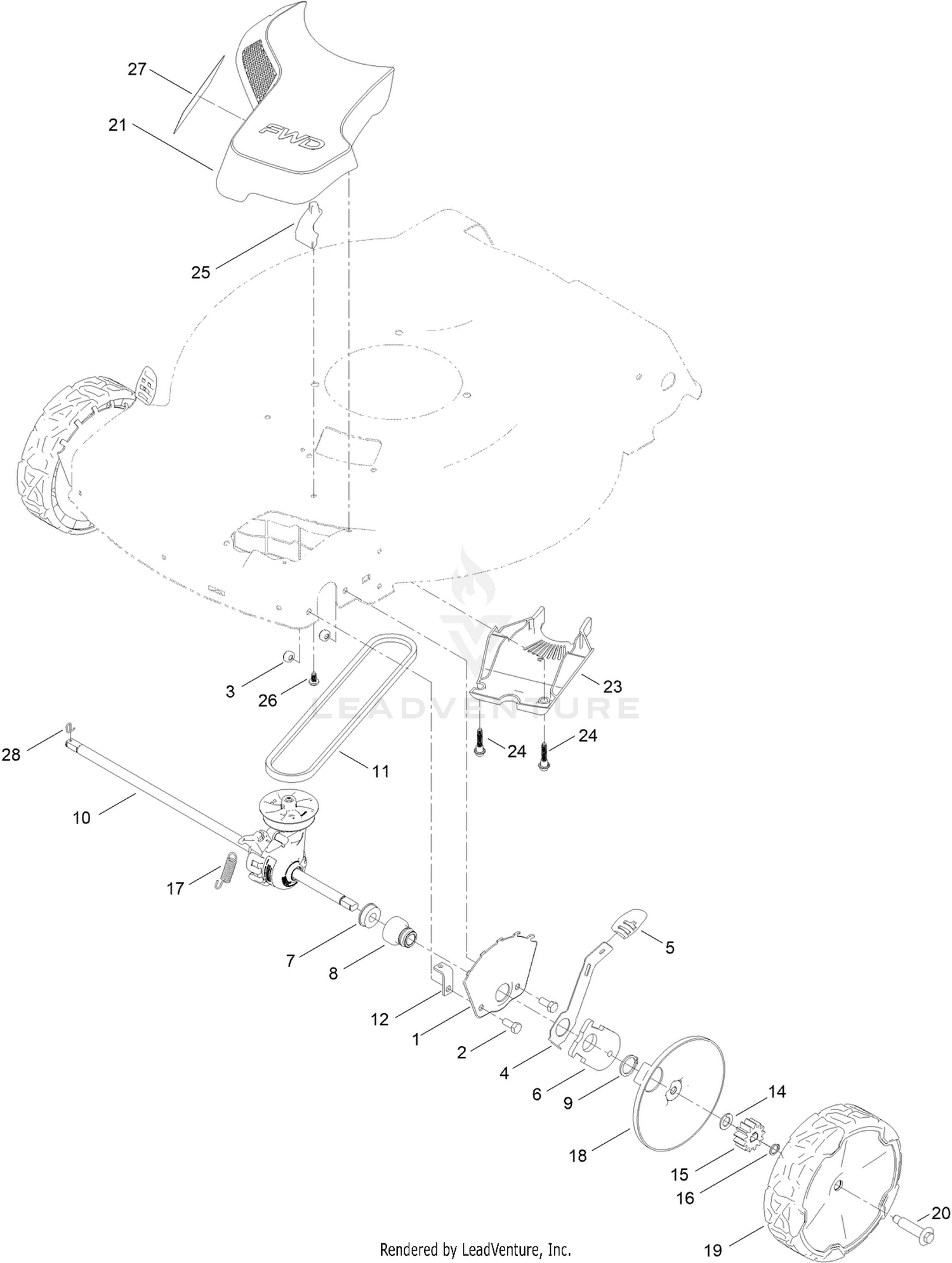 Front Wheel and Height-of-Cut Assembly
