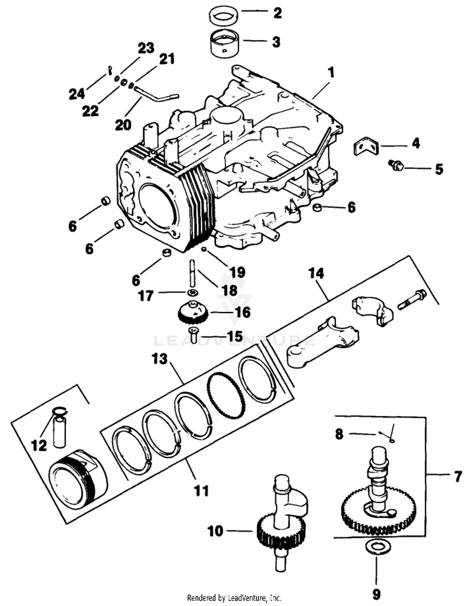Crankcase-Engine Kohler Model Cv12.5t Spec. No. 1254