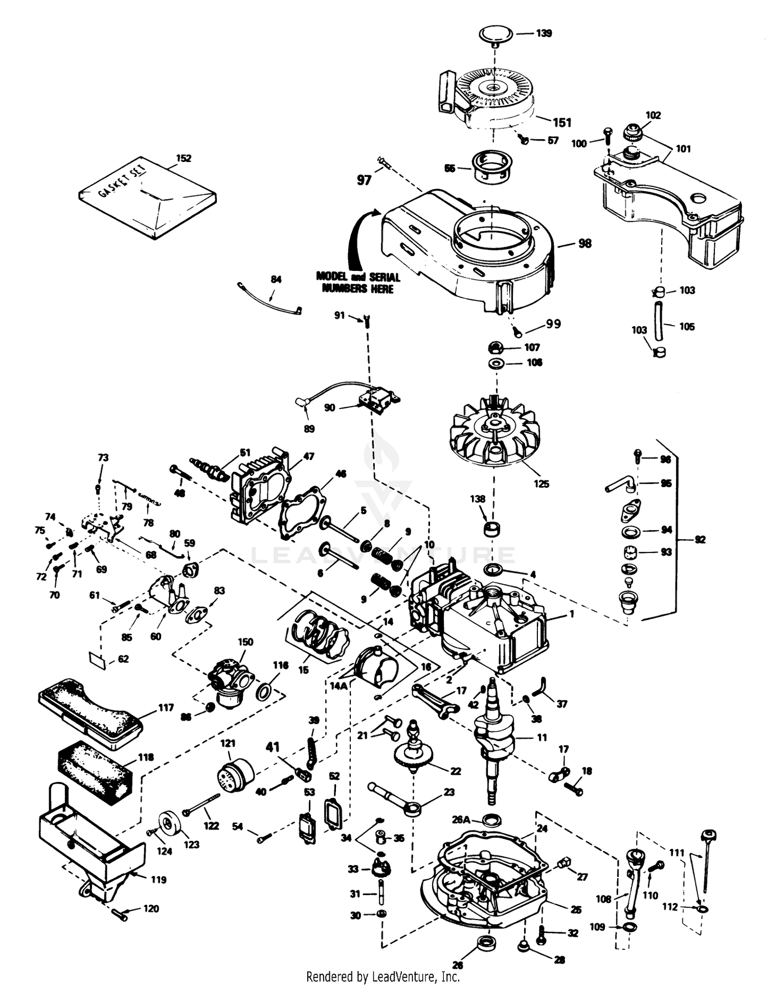 Engine Tecumseh Model No. Tvs100-44013a