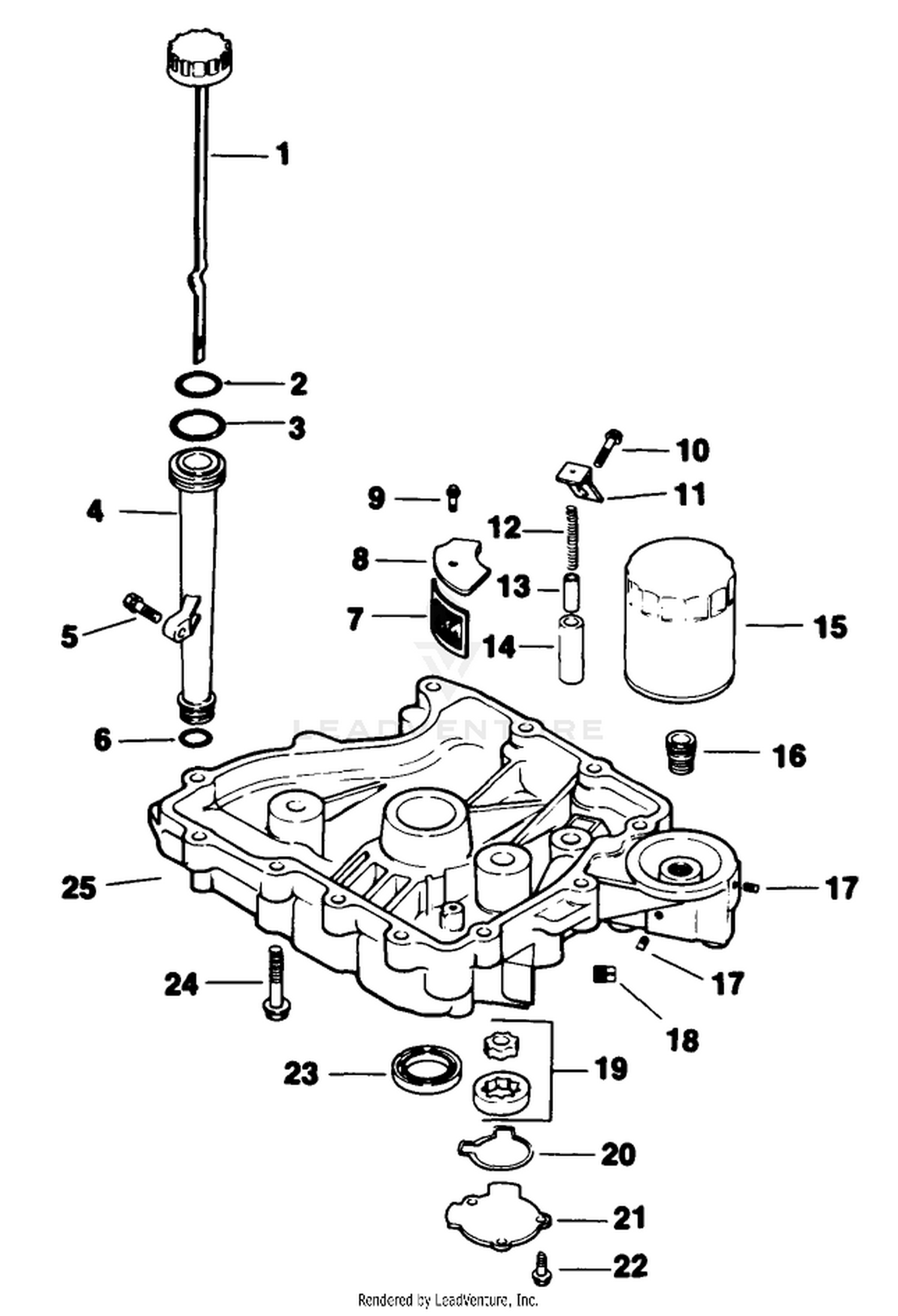 Oil Pan Lubrication-Engine-Kohler Model Cv12.5t Spec. No. 1254