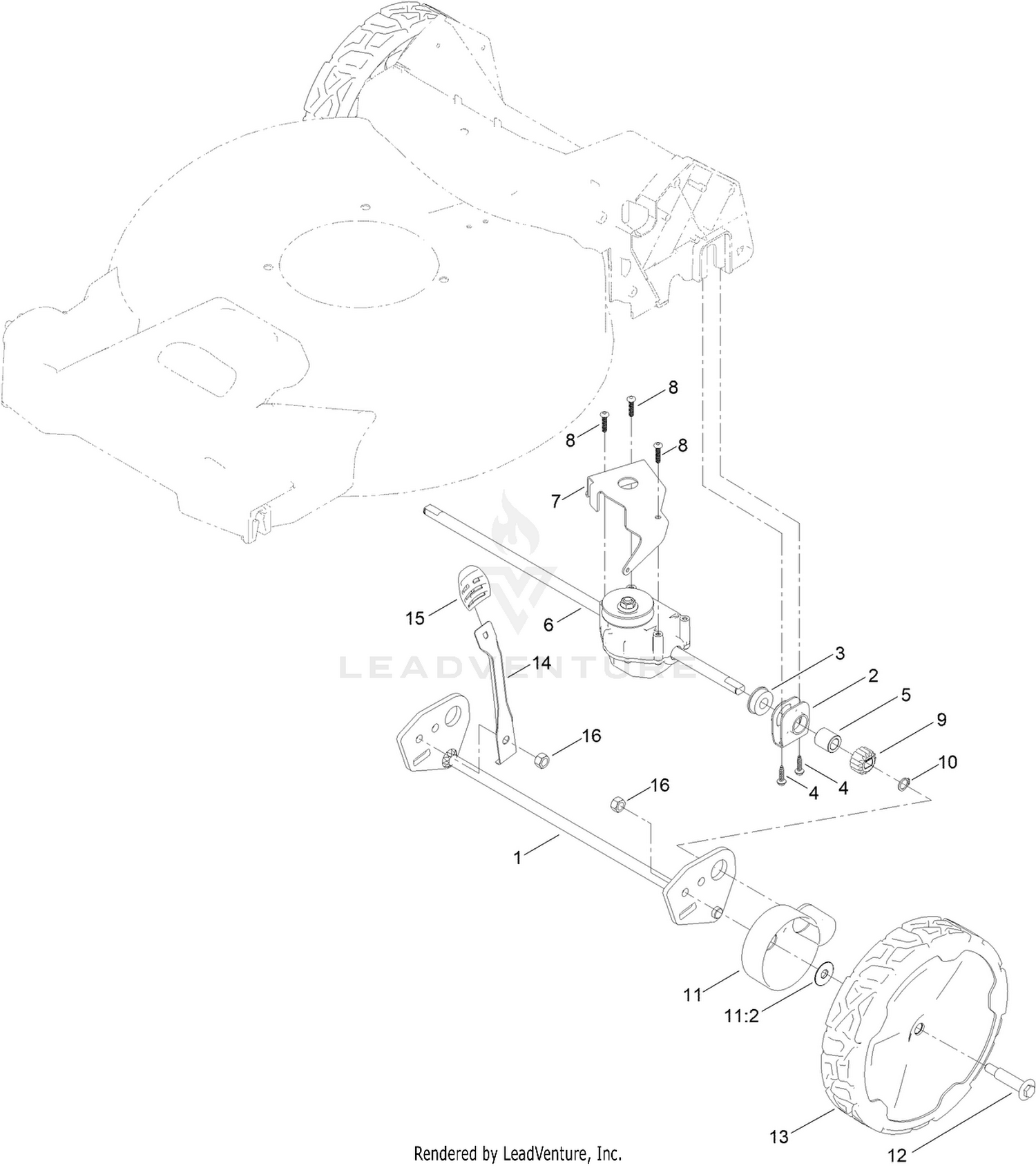 Rear Wheel and Height-of-Cut Assembly